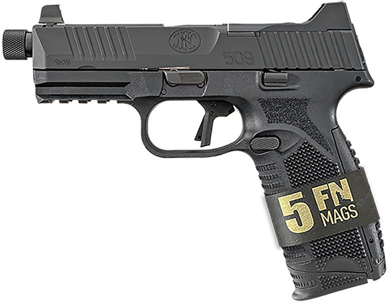 FN 509 Tactical Pistol Bundle 66101649, 9mm Luger, 4.50", Modular Backstraps, Black Finish, 24 Rds