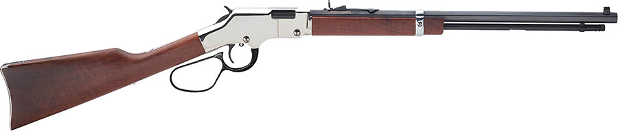 Henry Golden Boy Silver Large Loop Lever Rifle H004SL, 22 S/L/LR, 20", American Walnut Stock, Nickel-Plated Metal Finish