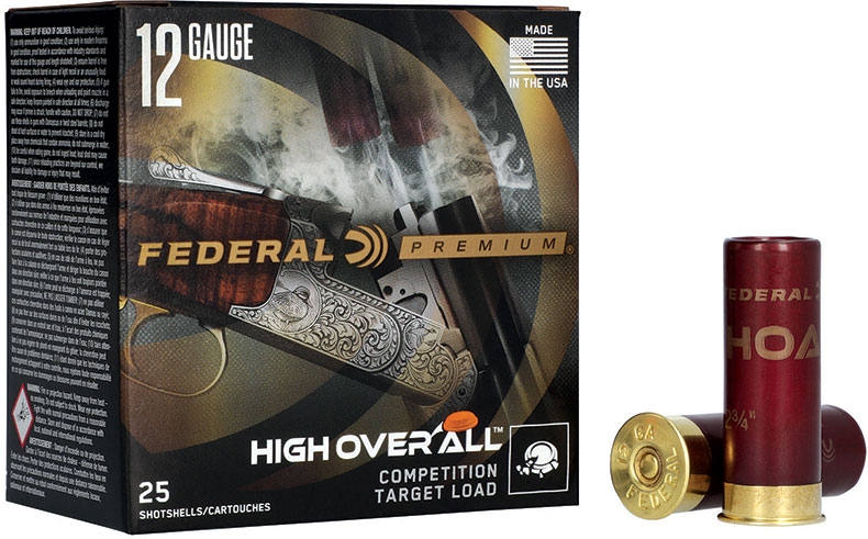 Federal Premium High Over All Target Shotshells HOA12H18, 12 Gauge, 2-3/4", 1 oz, 1250 fps, #8 Shot, 25 Rds/Bx