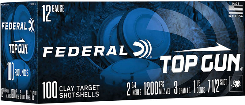 Federal Top Gun Shotshells TG1210075 , 12 Gauge, 2-3/4", 1-1/8 oz, 1200 fps, #7.5 Lead Shot, 100 Rds/Bx