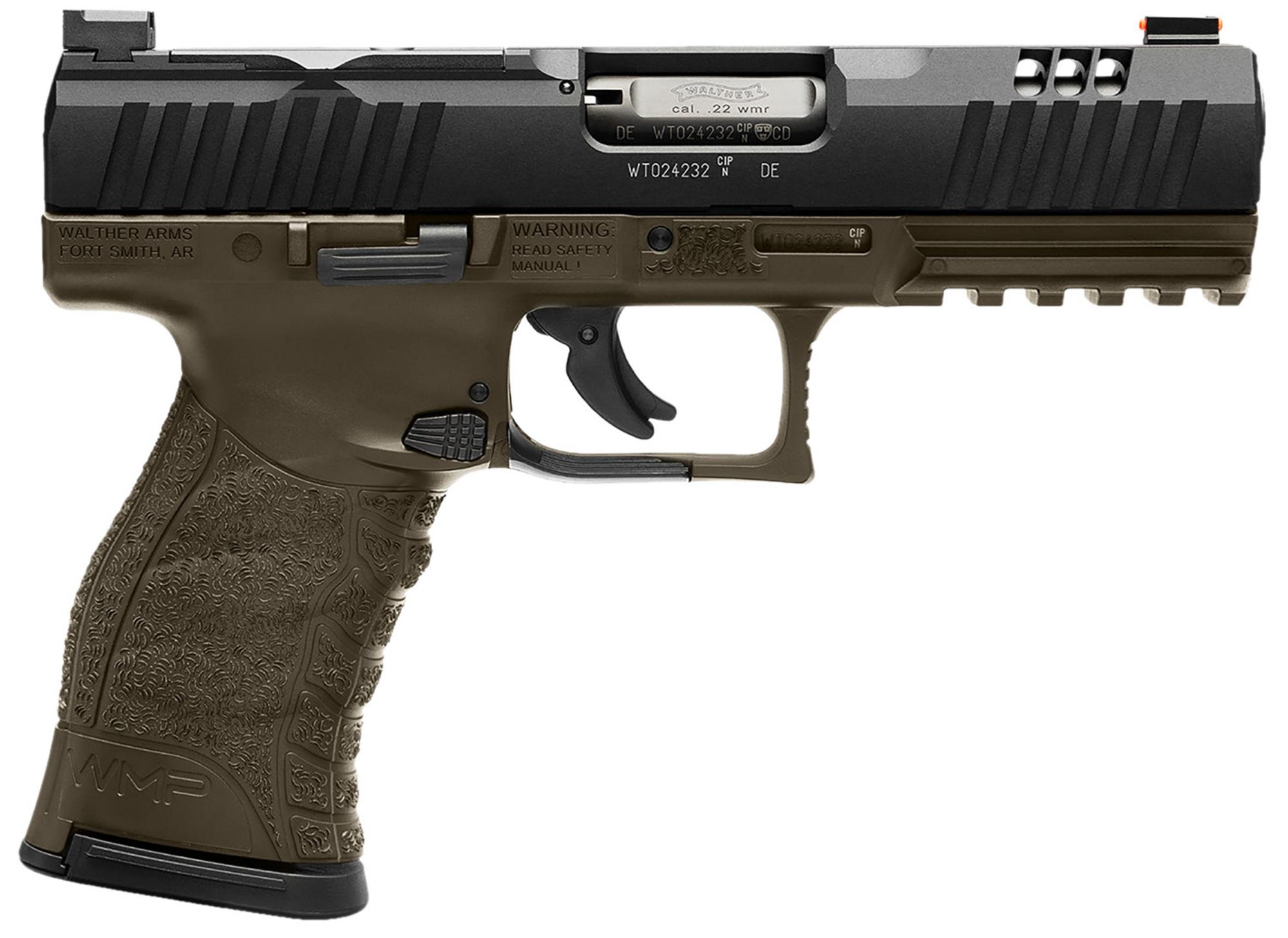 Walther WMP Pistol, 5220307, 22 WMR, 4.50", Serrated Slide, OD Green Finish, Optic Ready, 15 Rds