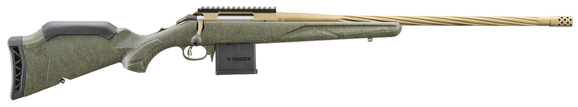 Ruger American Predator Gen II, Bolt Action Rifle, 6mm ARC, 22" Bronze Cerakote Threaded Barrel, Adjustable Green Splatter Stock, 10 Rds, 46941