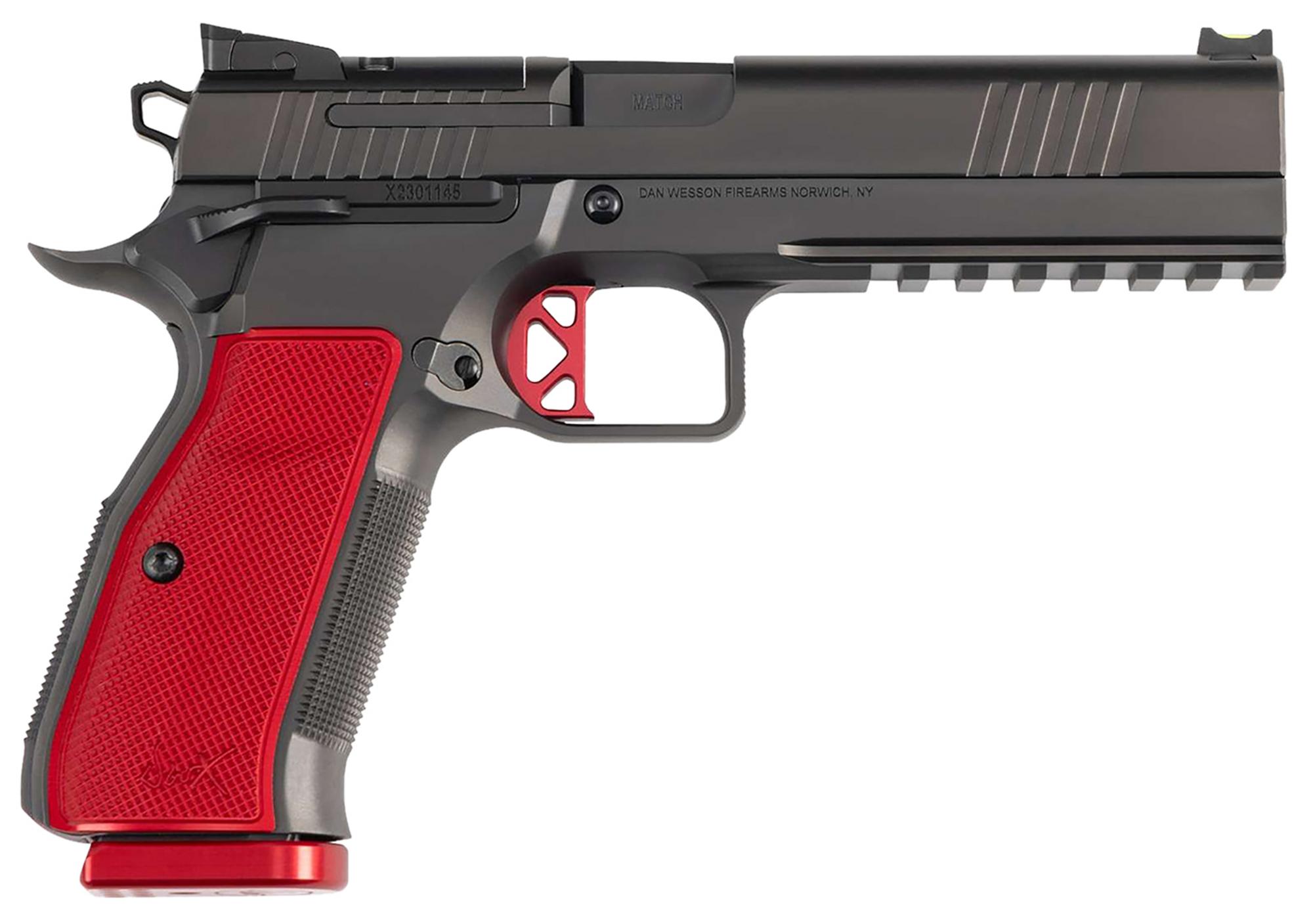 Dan Wesson DWX 92003, 9mm Pistol, 4.95", Red Textured Aluminum Grips, Black DLC Finish, 19 Rds