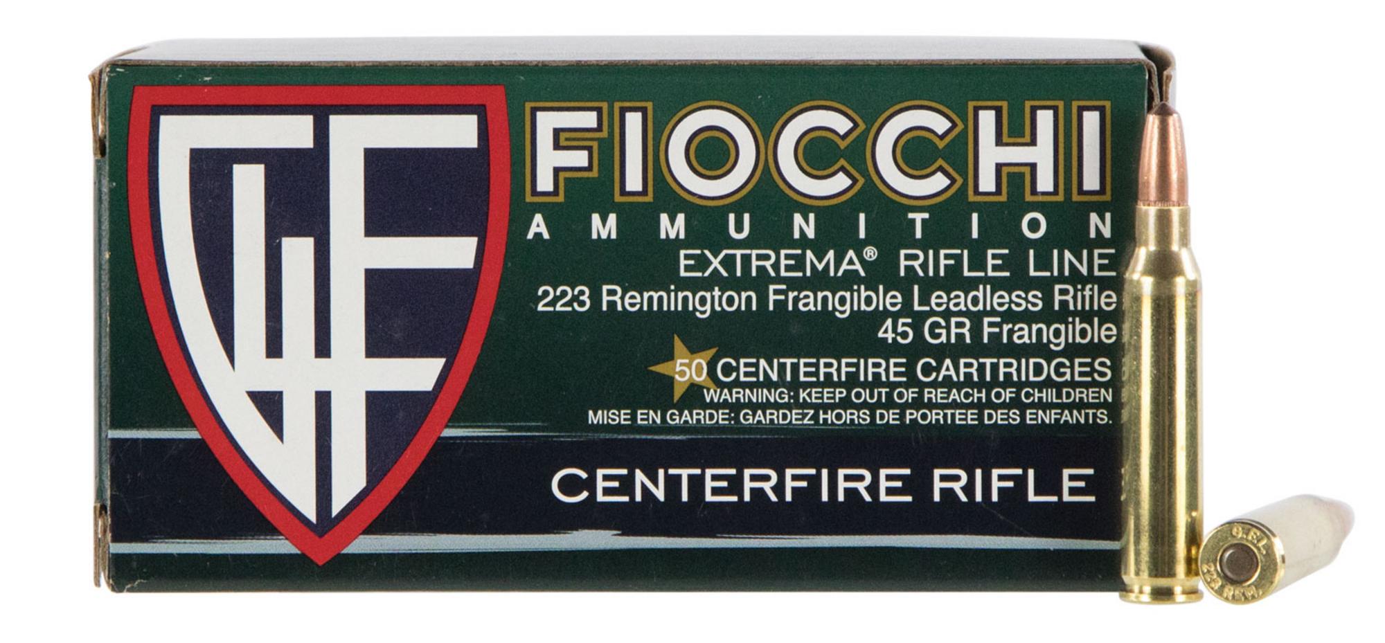 Fiocchi Extrema Rifle Ammunition 223FRANG, 223 Remington, Lead Free Frangible, 45 gr, 3200 fps, 50 Rd/Bx