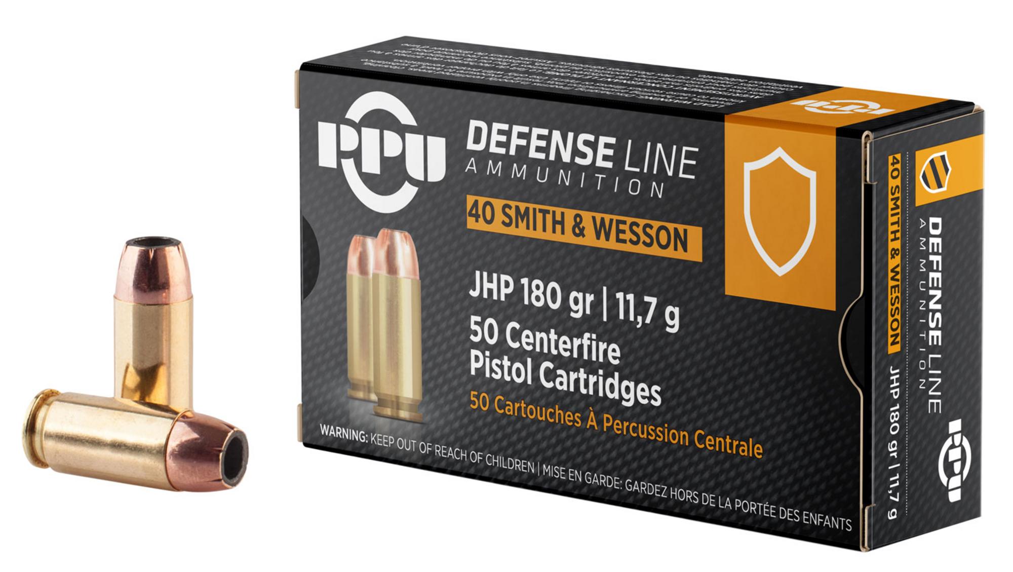 Prvi Partisan Pistol Ammunition PPD40, 40 S&W, JHP, 180 gr, 967 fps, 50 Rd/Bx