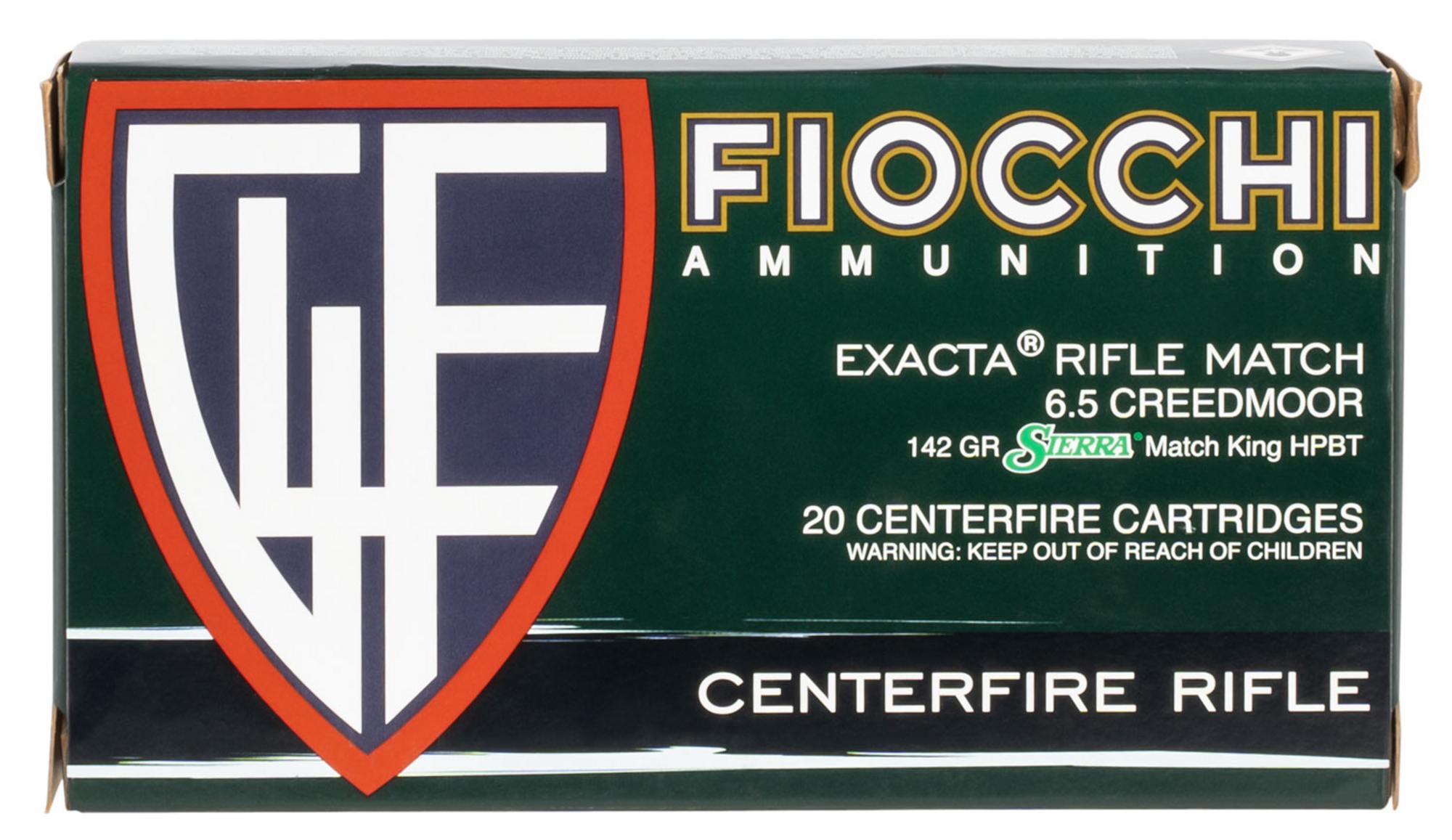 Fiocchi Hyperformance Rifle Ammunition 65CMMKC, 6.5 Creedmoor, Sierra MatchKing BTHP, 142 gr, 2675 fps, 20 Rd/Bx