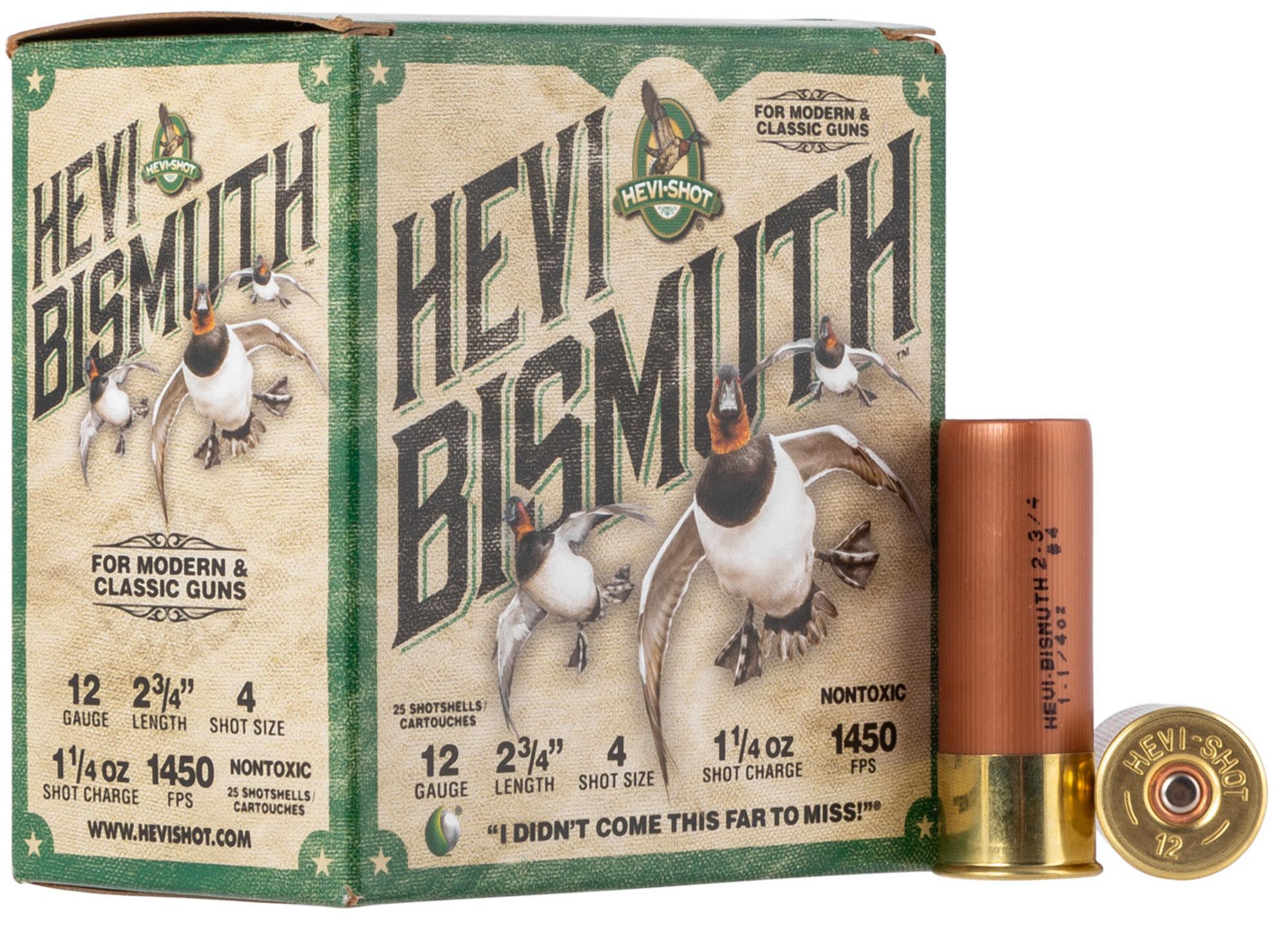 HEVI-Shot HEVI-Bismuth Shotshells HS14704, 12 Gauge, 2-3/4", 1 1/4 oz, 1450 fps, #4 Shot, 25 Rds/box