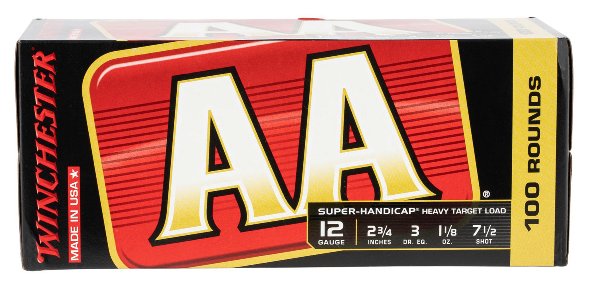 Winchester AA Super Handicap Heavy Target Value Pack Shotshells AAHA127VP, 12 Gauge, 2-3/4", 1 1/8 oz, 1250 fps, #7.5 Lead Shot, 100 Rds/box