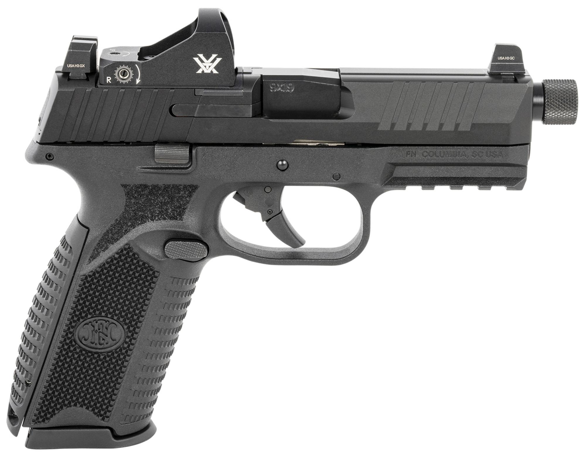 FN Herstal 509T Full Size Pistol 66100844, 9mm, 4.50", Black Polymer Grips, Matte Black Finish, w/Vortex Viper Optic, Threaded, 17/24 Rds