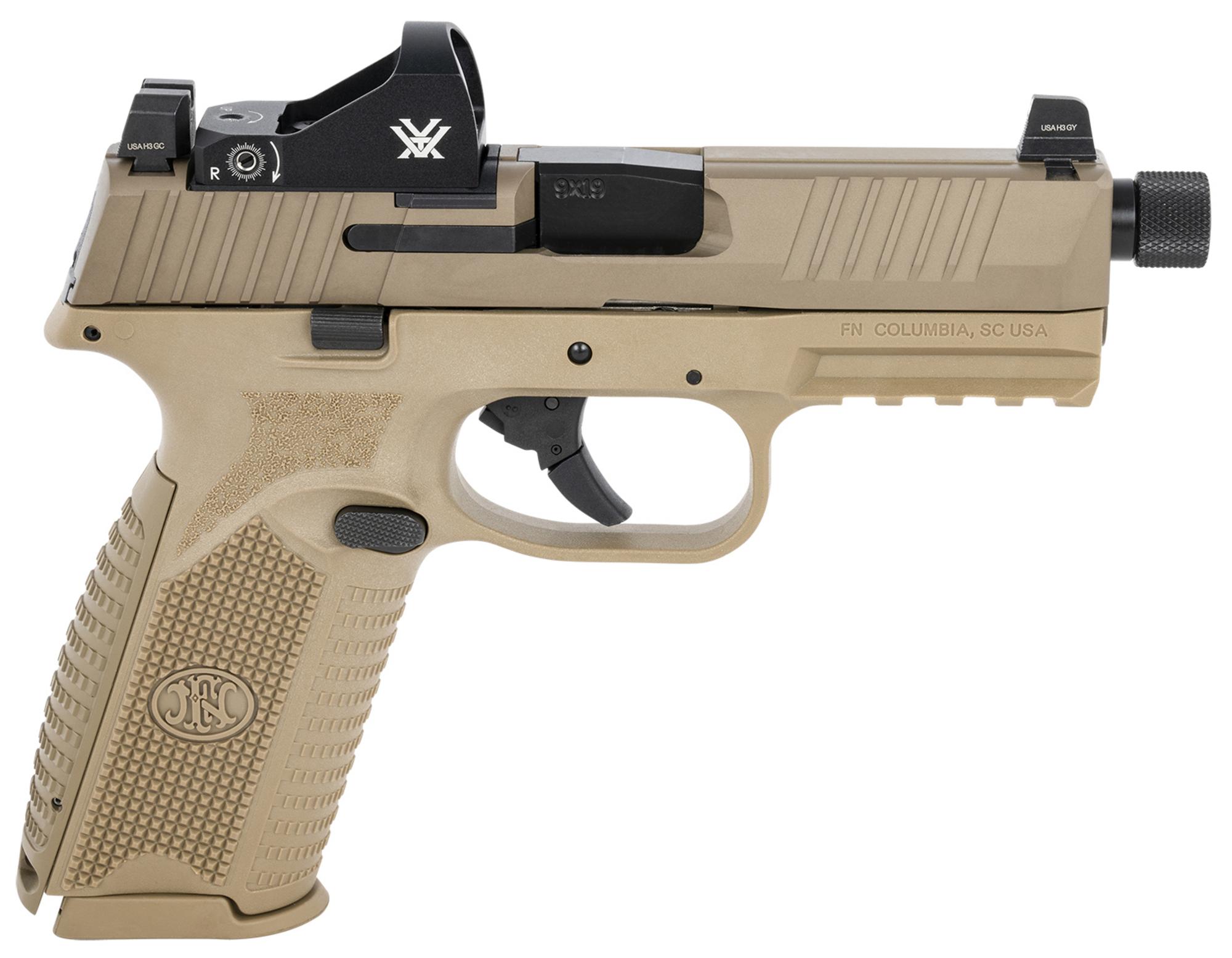 FN Herstal 509T Full Size Pistol 66100845, 9mm, 4.50", FDE Polymer Grips, FDE Finish, w/Vortex Viper Optic, Threaded, 17/24 Rds