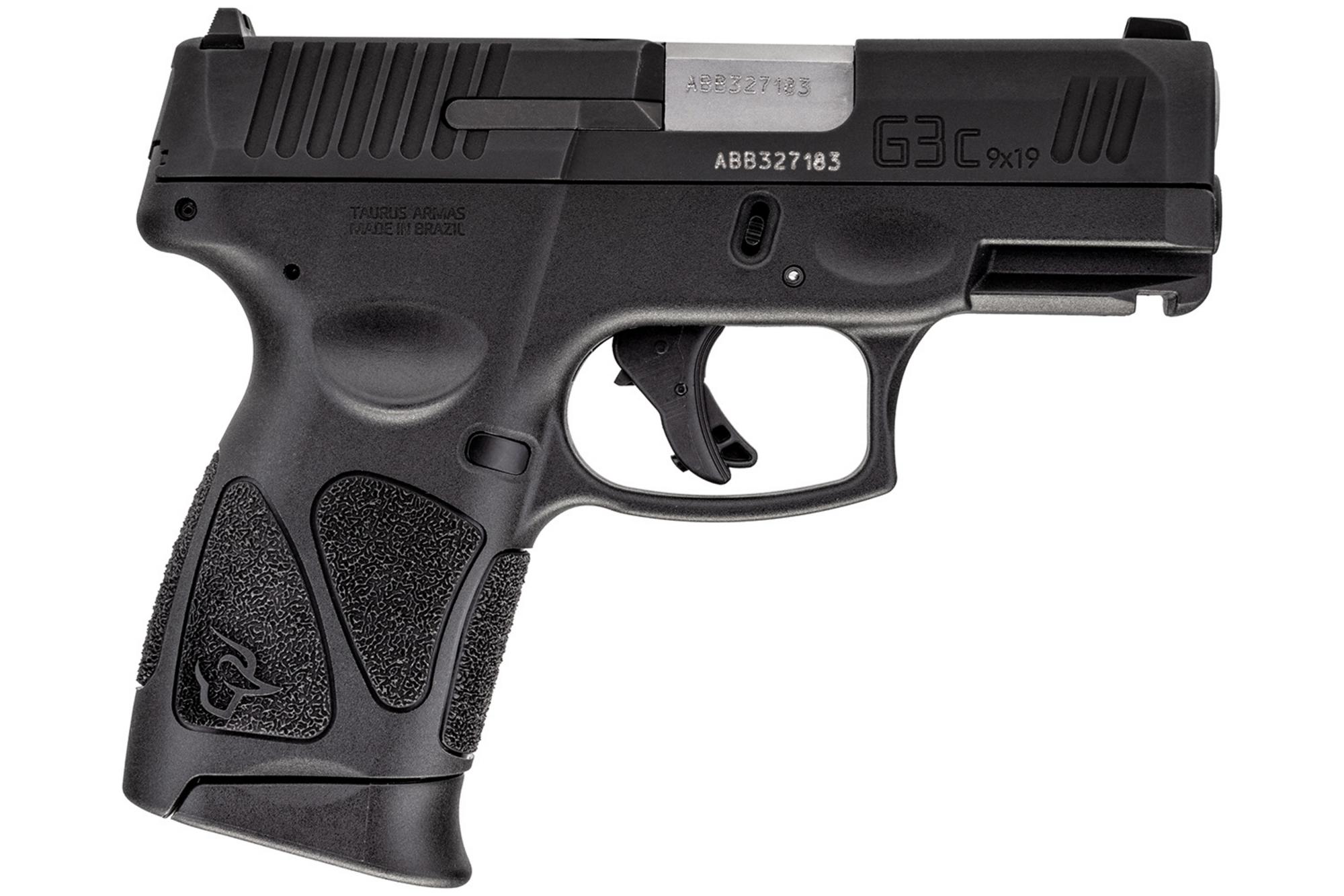 Taurus G3C Compact Pistol 1G3C9312X12, 9mm, 3.26", Black Polymer Grips, Black Tenifer Slide, 12 Rds