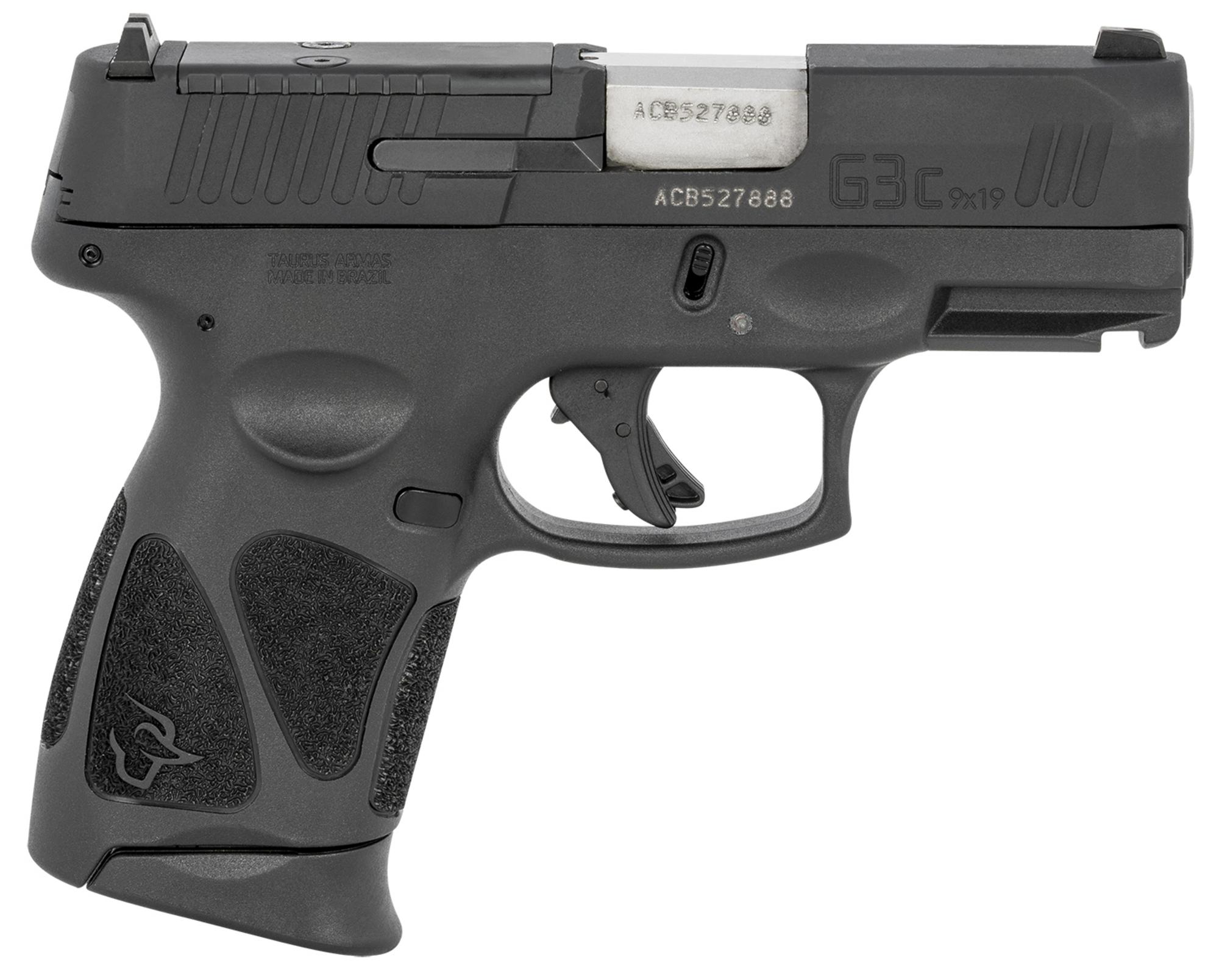 Taurus G3C Pistol 1G3CP931, 9mm, 3.26", Black Polymer Grips, Black Finish, Optic Ready, 12 Rds
