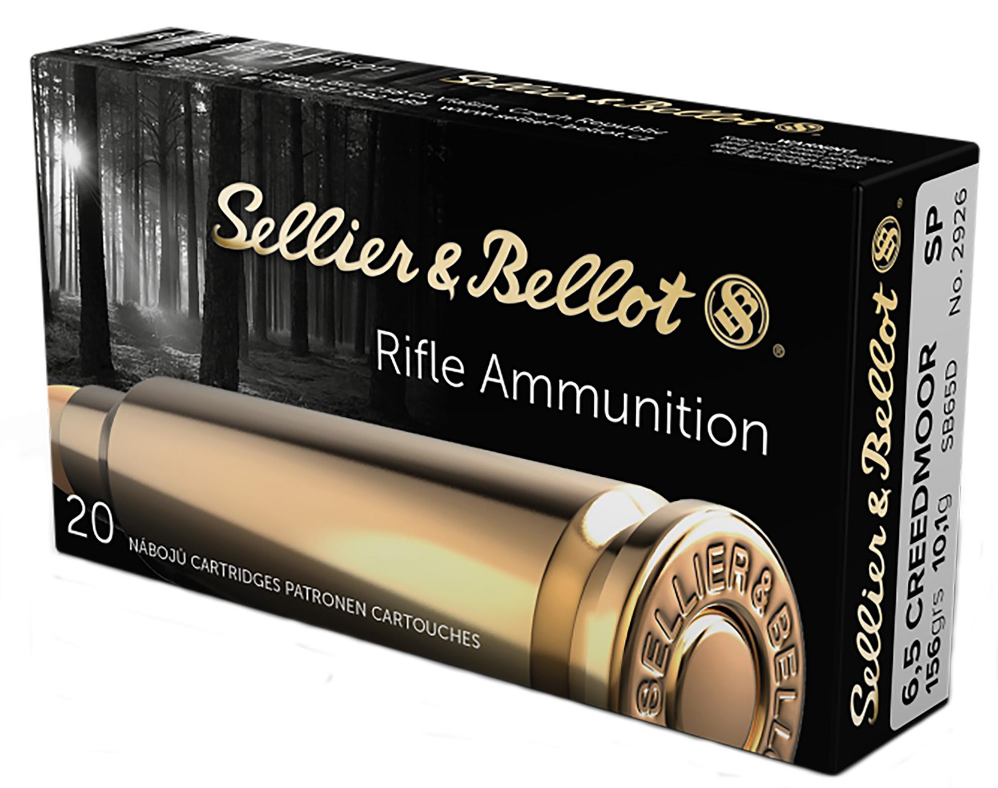 Sellier & Bellot Rifle Ammunition SB65D, 6.5 Creedmoor, Soft Point, 156 gr, 2444 fps, 20 Rd/Bx