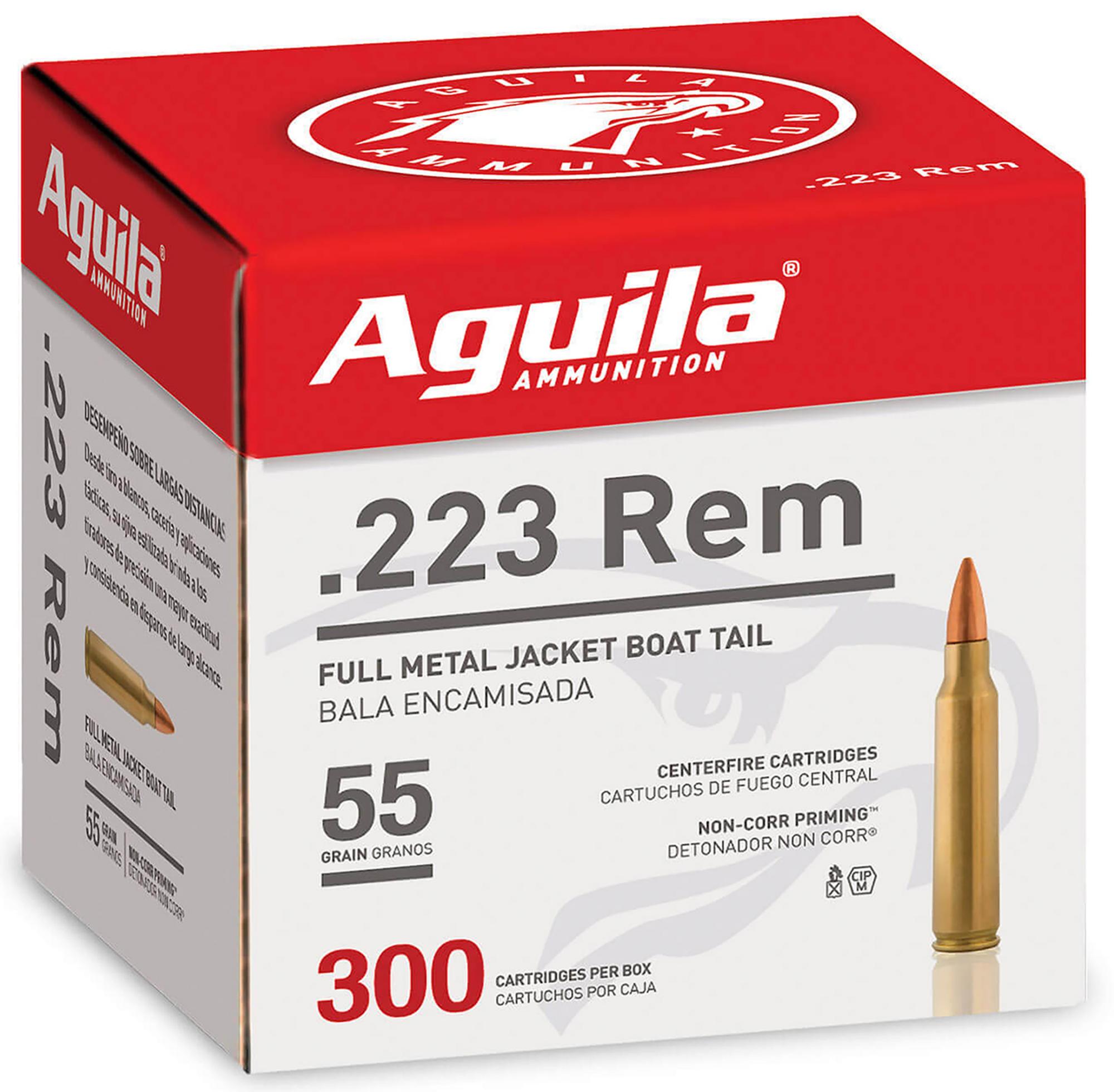 Aguila Target & Range Rifle Ammunition 1E223108, 223 Remington, Full Metal Jacket, 55 gr, 3215 fps, 300 Rd/Bx