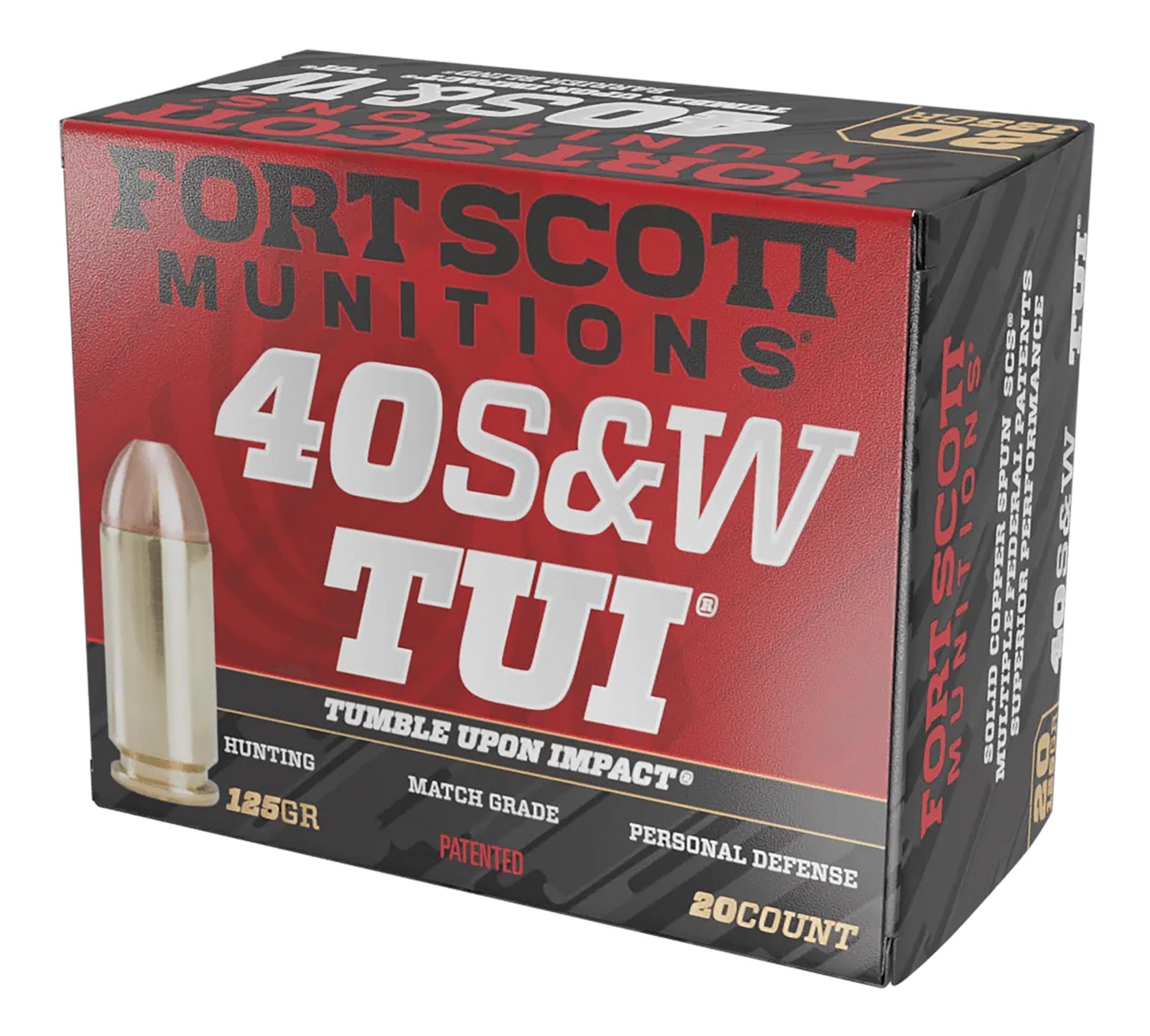 Fort Scott Munitions TUI Pistol Ammunition 400125SCV, 40 S&W, Solid Copper Spun, 125 gr, 1321 fps, 20 Rd/Bx