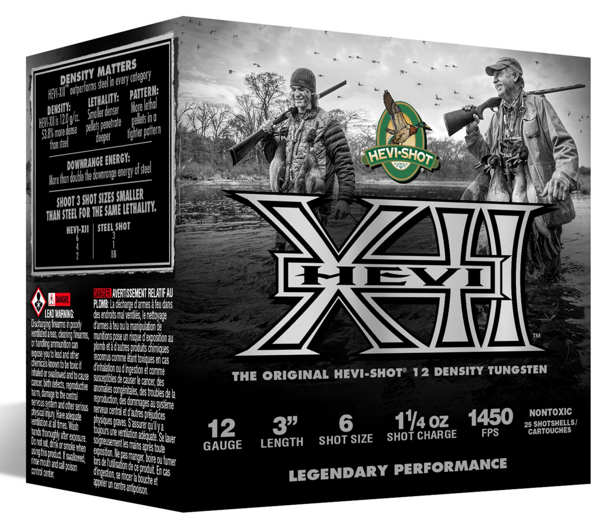 HEVI-Shot HEVI-XII Shotshells HS53306, 12 Gauge, 3", 1 1/4 oz, 1450 fps, #6 Shot, 25 Rds/box