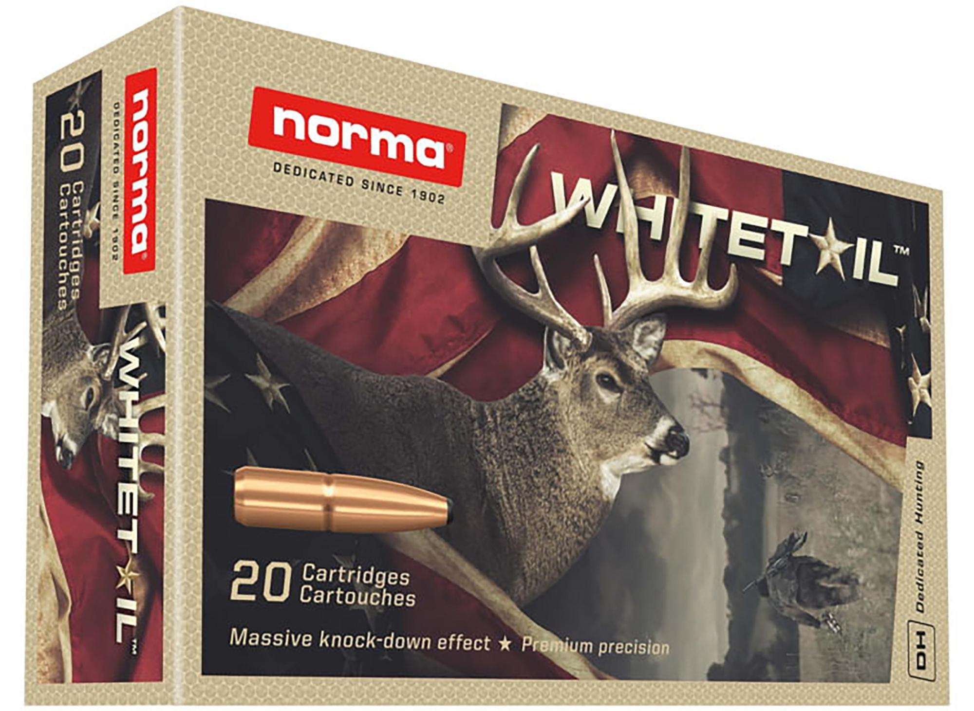 Norma Whitetail Rifle Ammunition 20169562, 270 Win, Pointed Soft Point, 130 gr, 3084 fps, 20 Rd/Bx