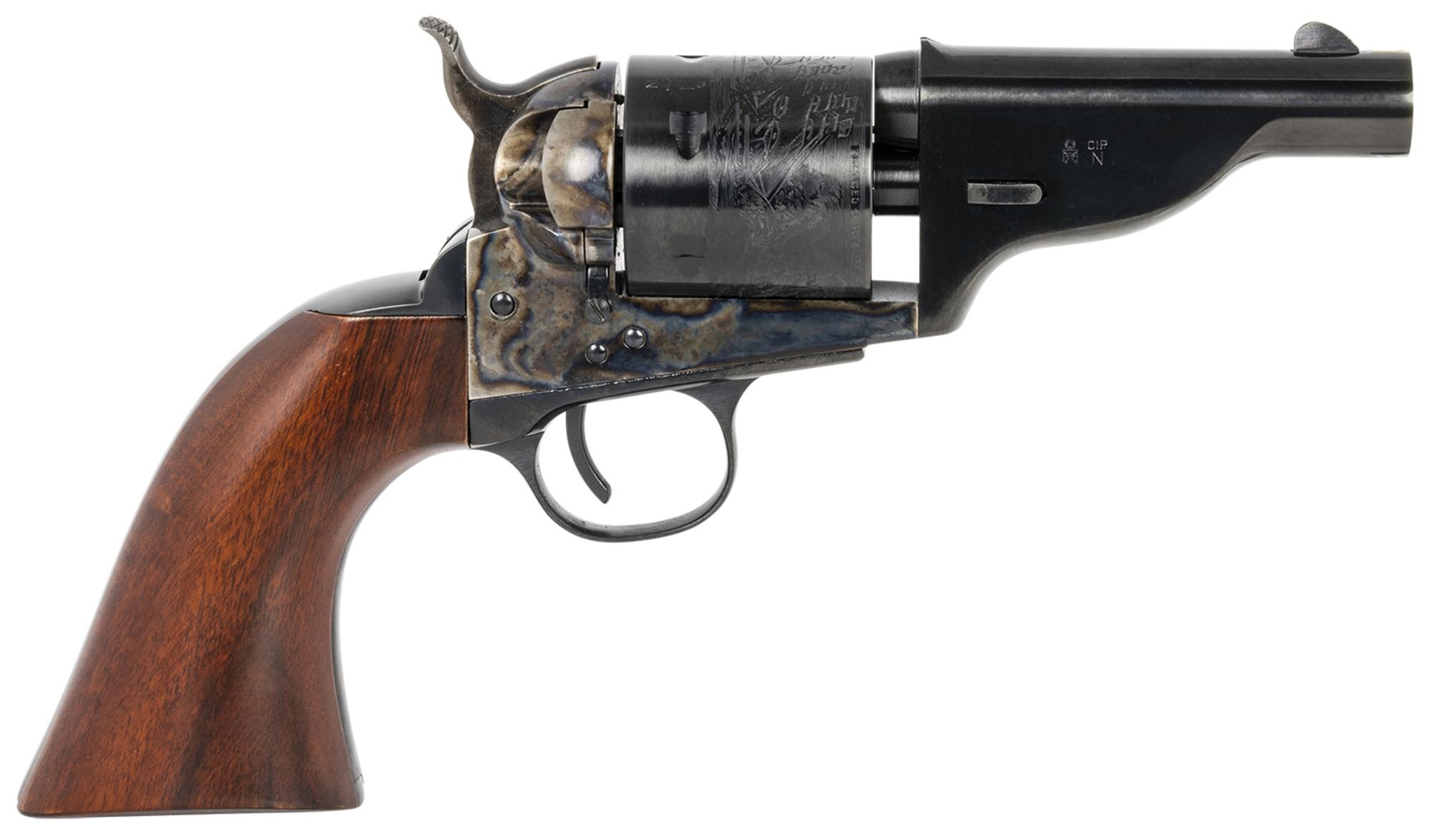 Taylors The Hickok Open-Top Army Revolver 550957, 45 Colt, 3.50", Walnut Grips, Color Case Hardened Finish, 6 Rds
