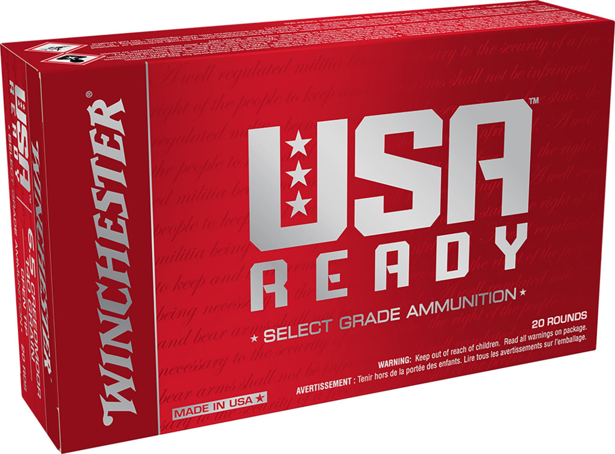 Winchester USA Ready Rifle Ammunition RED65140, 6.5 Creedmoor, Open Tip, 140 gr, 2700 fps, 20 Rd/Bx
