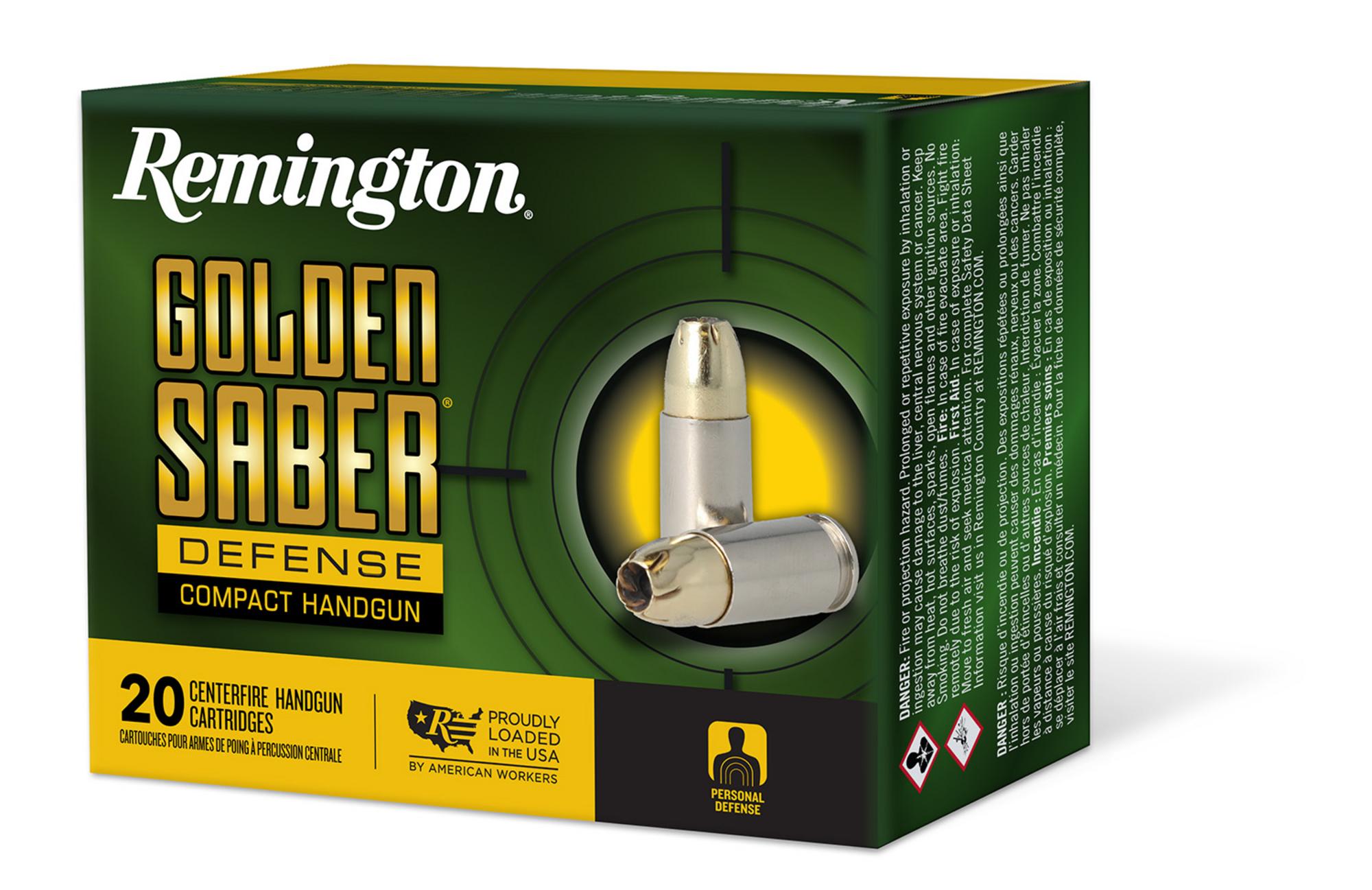 Remington Golden Saber Pistol Ammunition GSC40SWBN, 40 S&W, Brass JHP, 180 gr, 785 fps, 20 Rd/Bx