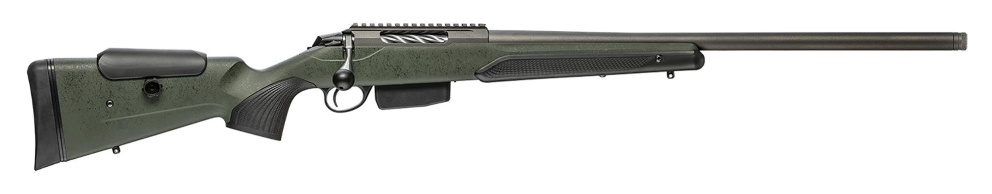 Tikka T3X Super Varmint Bolt Action Rifle JRTXRSV312R8, 223 Rem, 23.7" Threaded, w/Adj Cheek Rest, Black/Green Stock, 5 Rds