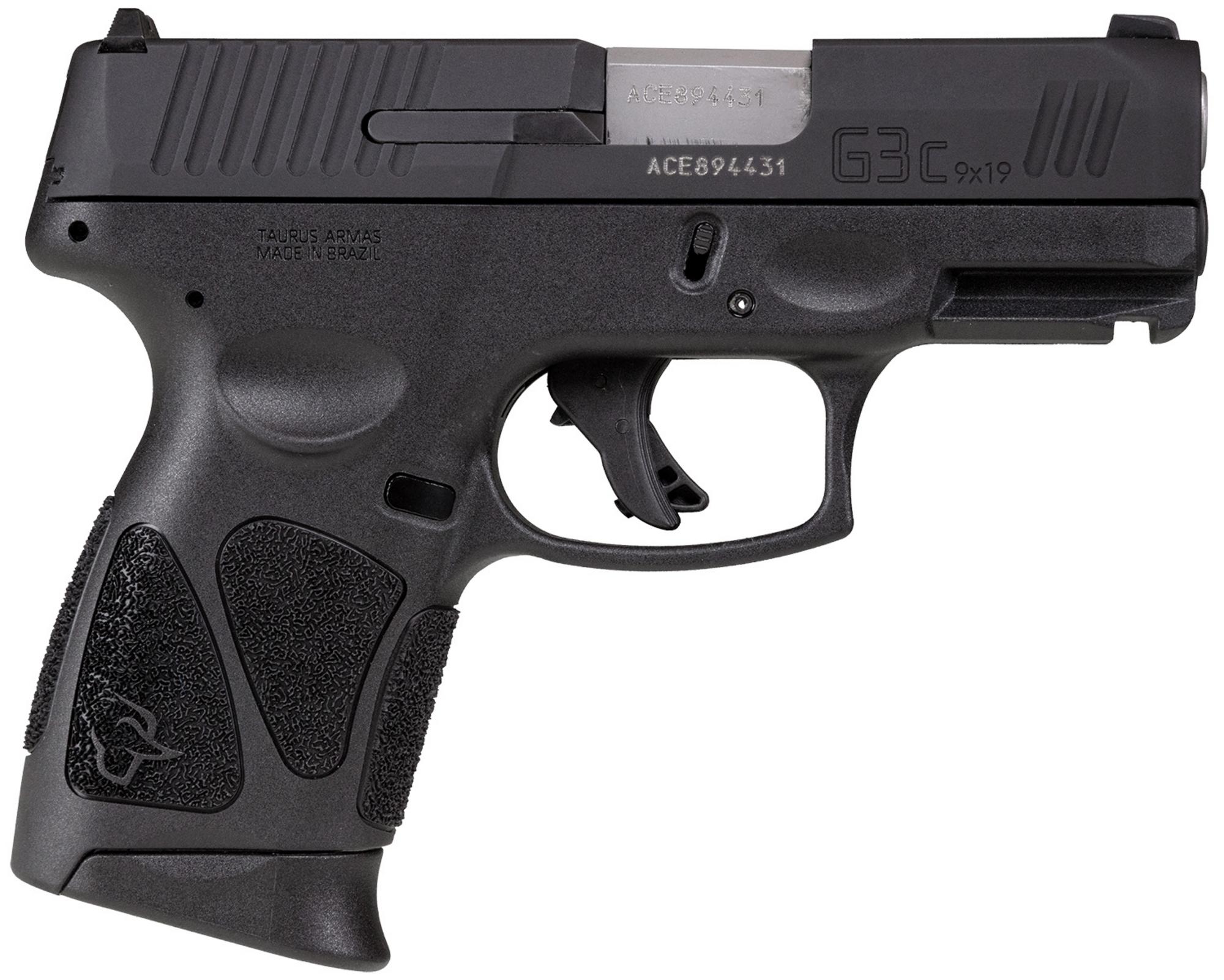 Taurus G3C Compact Pistol 1G3CSR9031, 9mm, 3.26", Black Polymer Grips, Black Tenifer Slide, 12 Rds