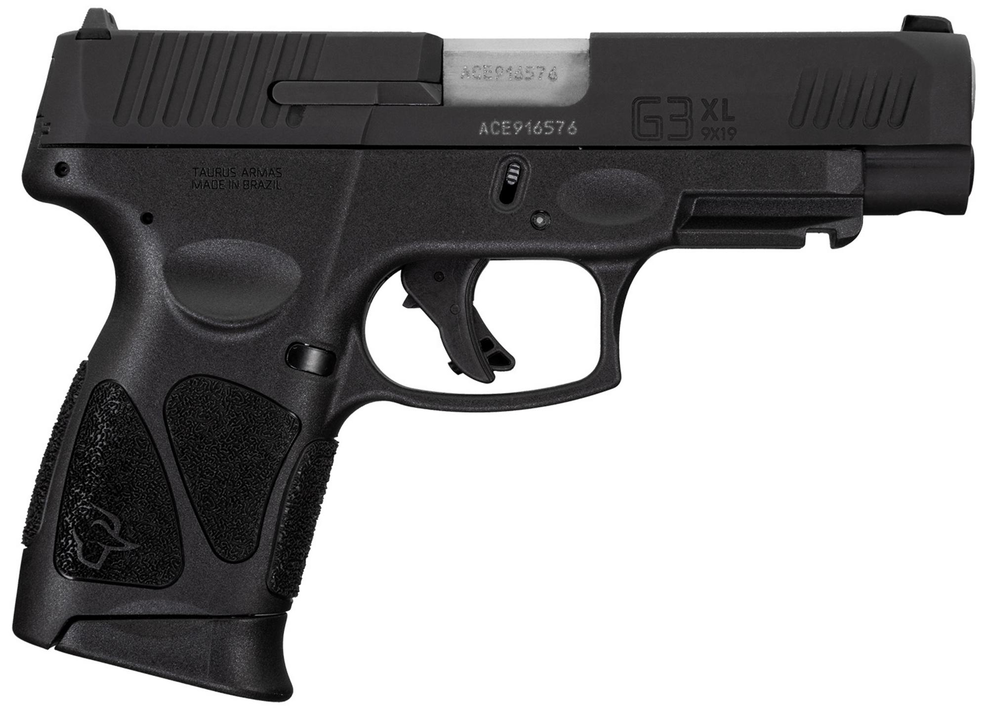 Taurus G3XL Compact Pistol 1G3XLSR9041, 9mm, 4", Black Polymer Grips, Black Tenifer Slide, 12 Rds