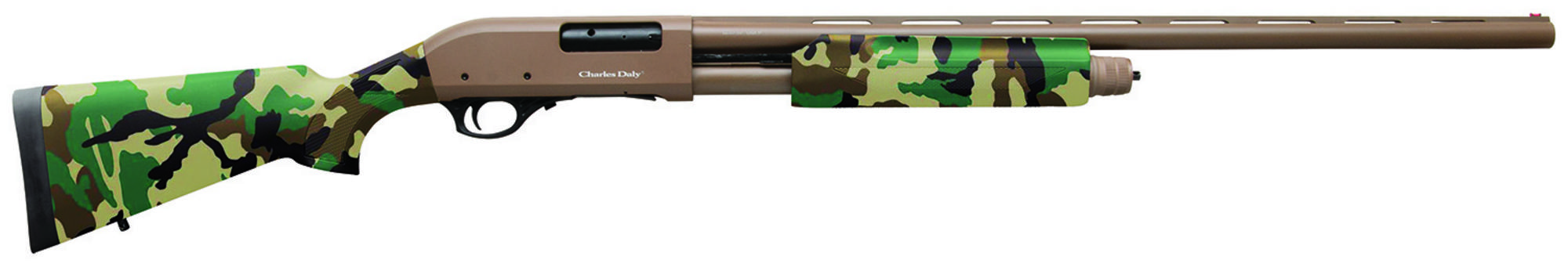 Charles Daly 301 Shotgun 930330, 12 Gauge, 28", 3" Chmbr, Flat Dark Earth Finish Aluminum Receiver, Woodland Camo Synthetic Stock