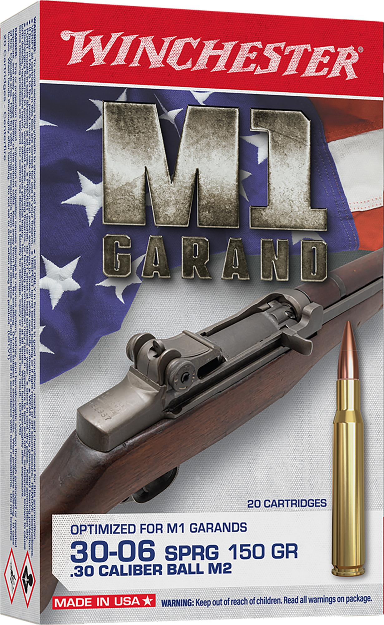 Winchester Active Duty Rifle Ammunition WIN3006M2, 30-06 Springfield, Full Metal Jacket, 150 gr, 2740 fps, 20 Rd/Bx