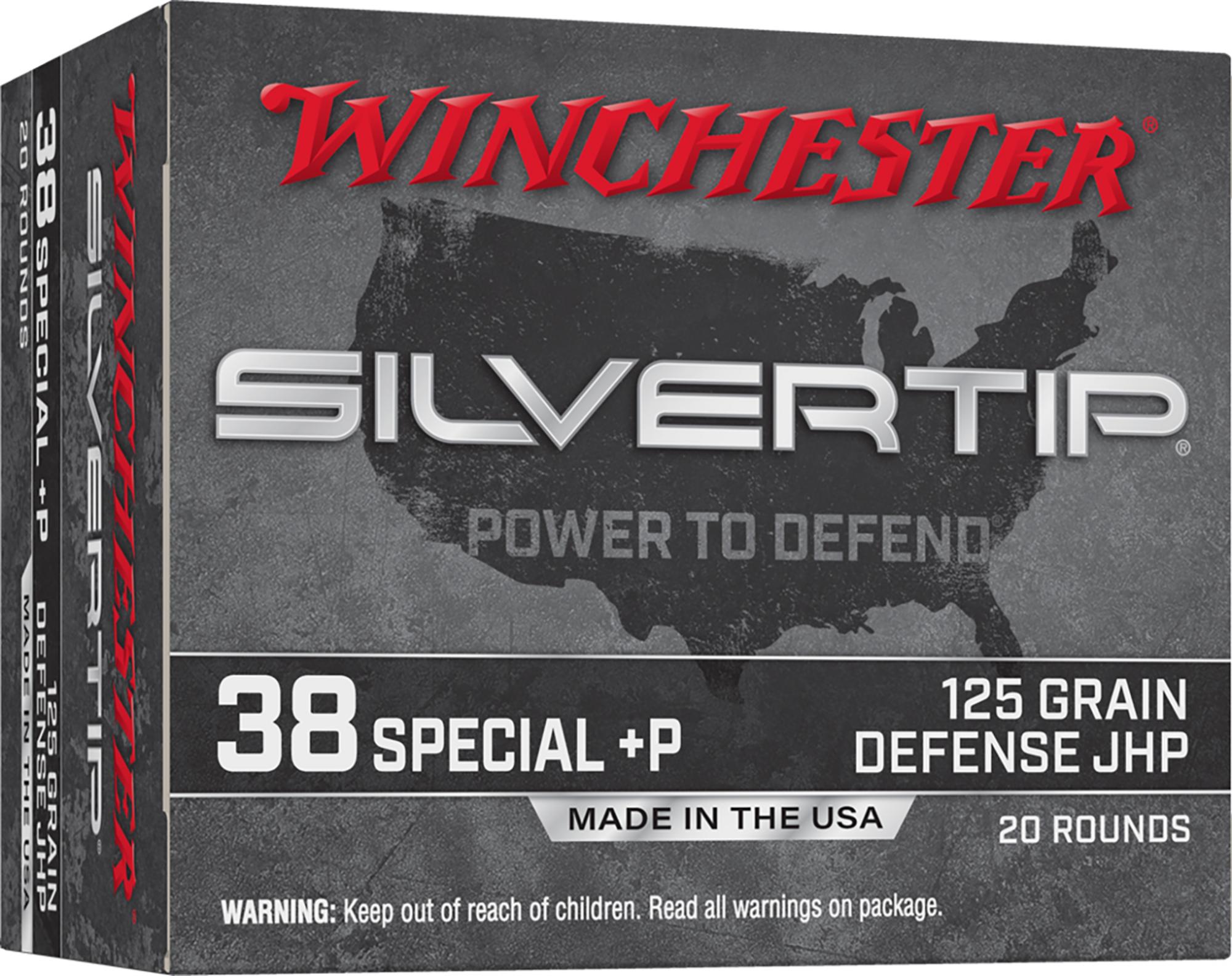 Winchester Silvertip Pistol Ammunition W38PST, 38 Special, Silvertip Jacket Hollow Point, 125 gr, 945 fps, 20 Rd/Bx