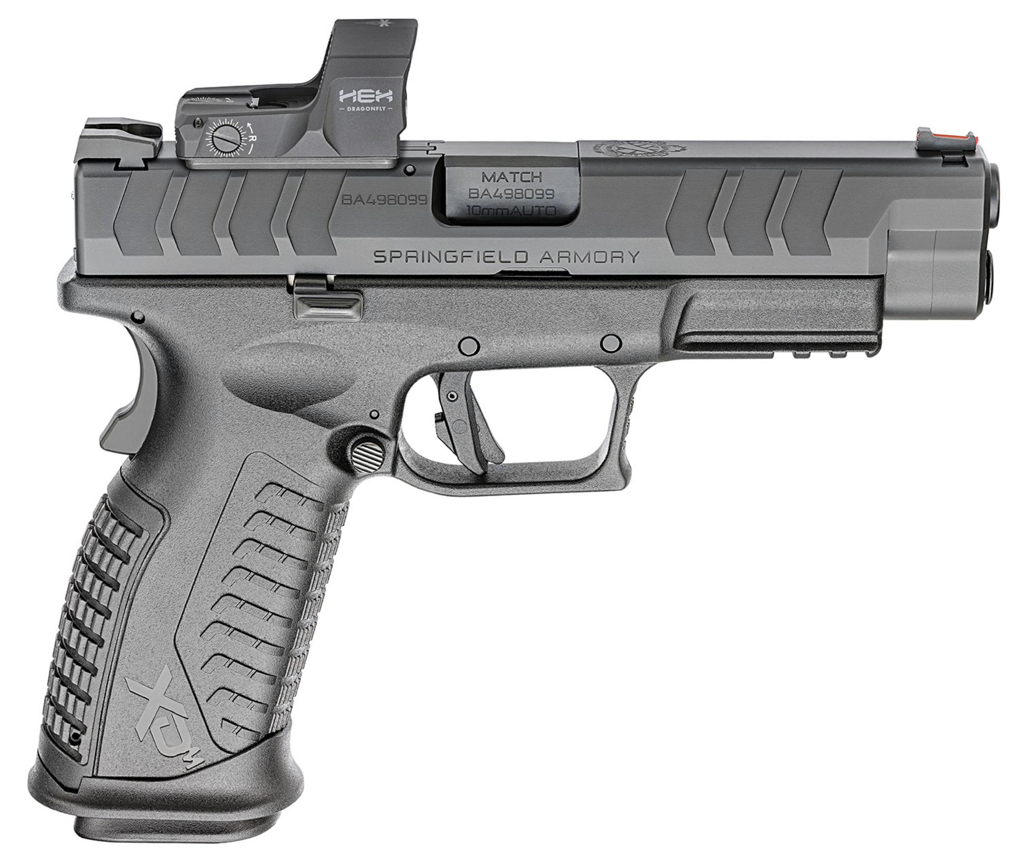 Springfield XD-M Elite OSP Pistol XDME94510BHCOSPD, 10mm Auto, 4.5", Hex Dragonfly Red Dot, Black Interchangeable Backstrap Grips, Black Finish, 16 Rds