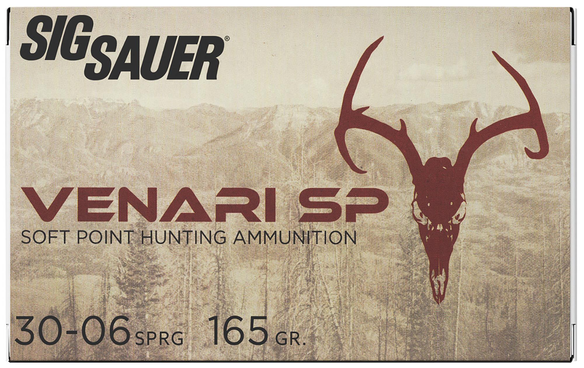 Sig Venari Rifle Ammunition V3006SP16520, 30-06 Springfield, Soft Point, 165 gr, 2900 fps, 20 Rd/Bx