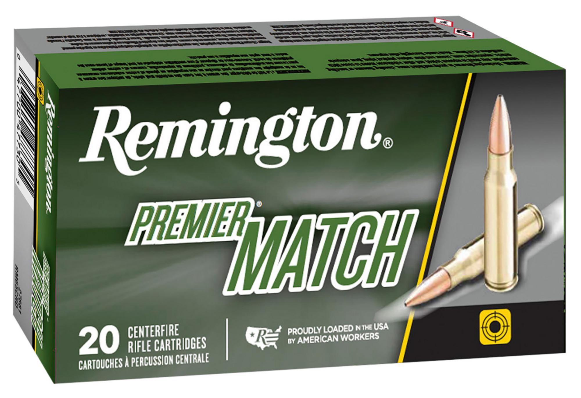 Remington Premier Match Rifle Ammunition 27682, 223 Remington, Boat Tail Hollow Point, 52 gr, 3200 fps, 20 Rd/Bx