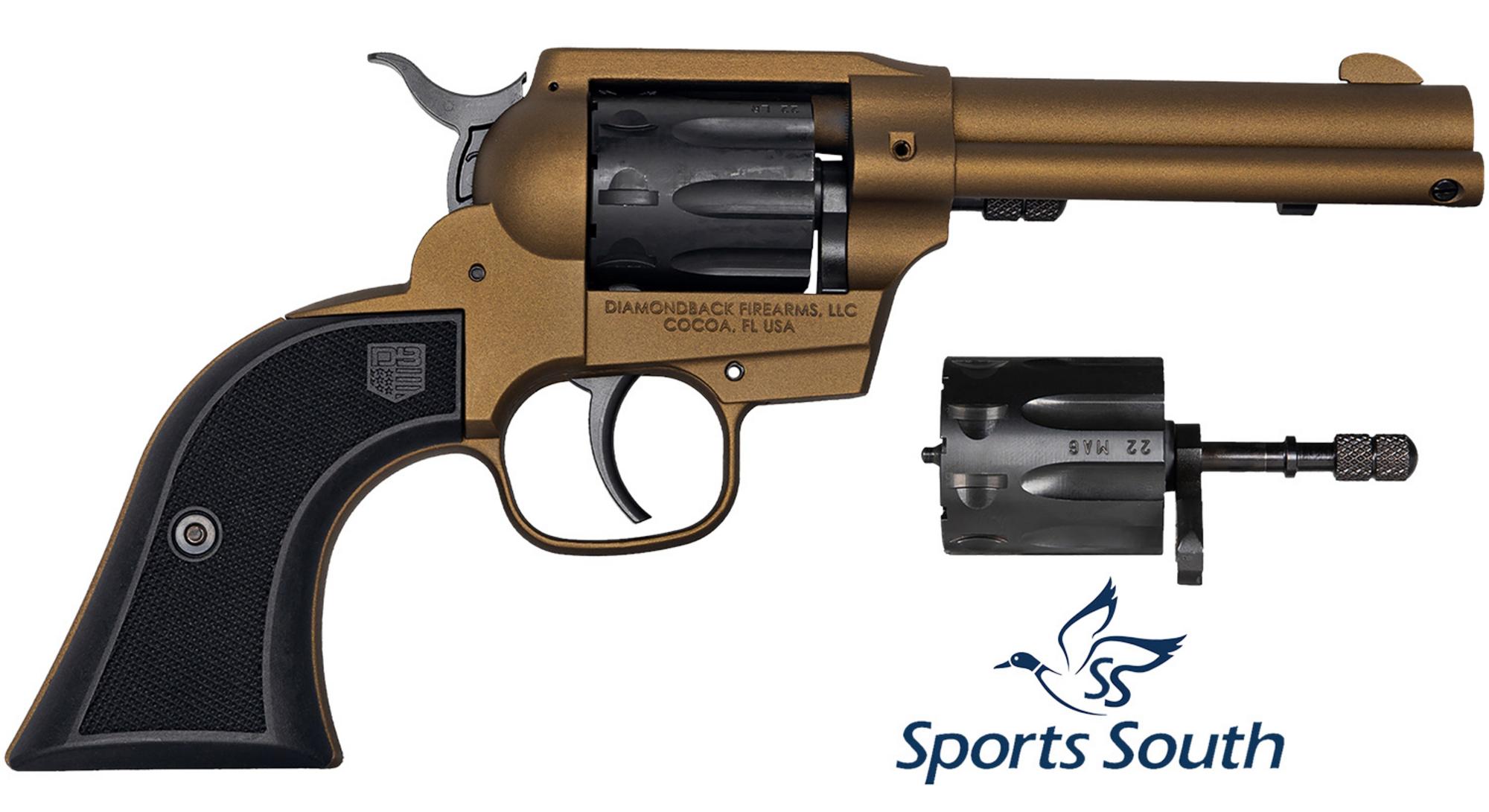 Diamondback Sidekick Revolver DB055AA041, 22 LR, 4.50", Black Checkered Nylon Grips, Burnt Bronze Cerakote Finish, 9 Rds