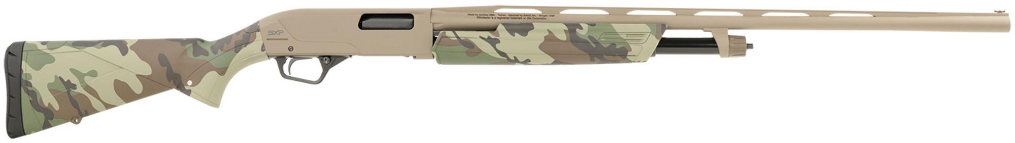 Winchester SXP HYBRID Shotgun 512434691, 20 Gauge, 26", 3" Chmbr, Flat Dark Earth Perma-Cote Aluminum Receiver, Woodland Camo Synthetic Stock