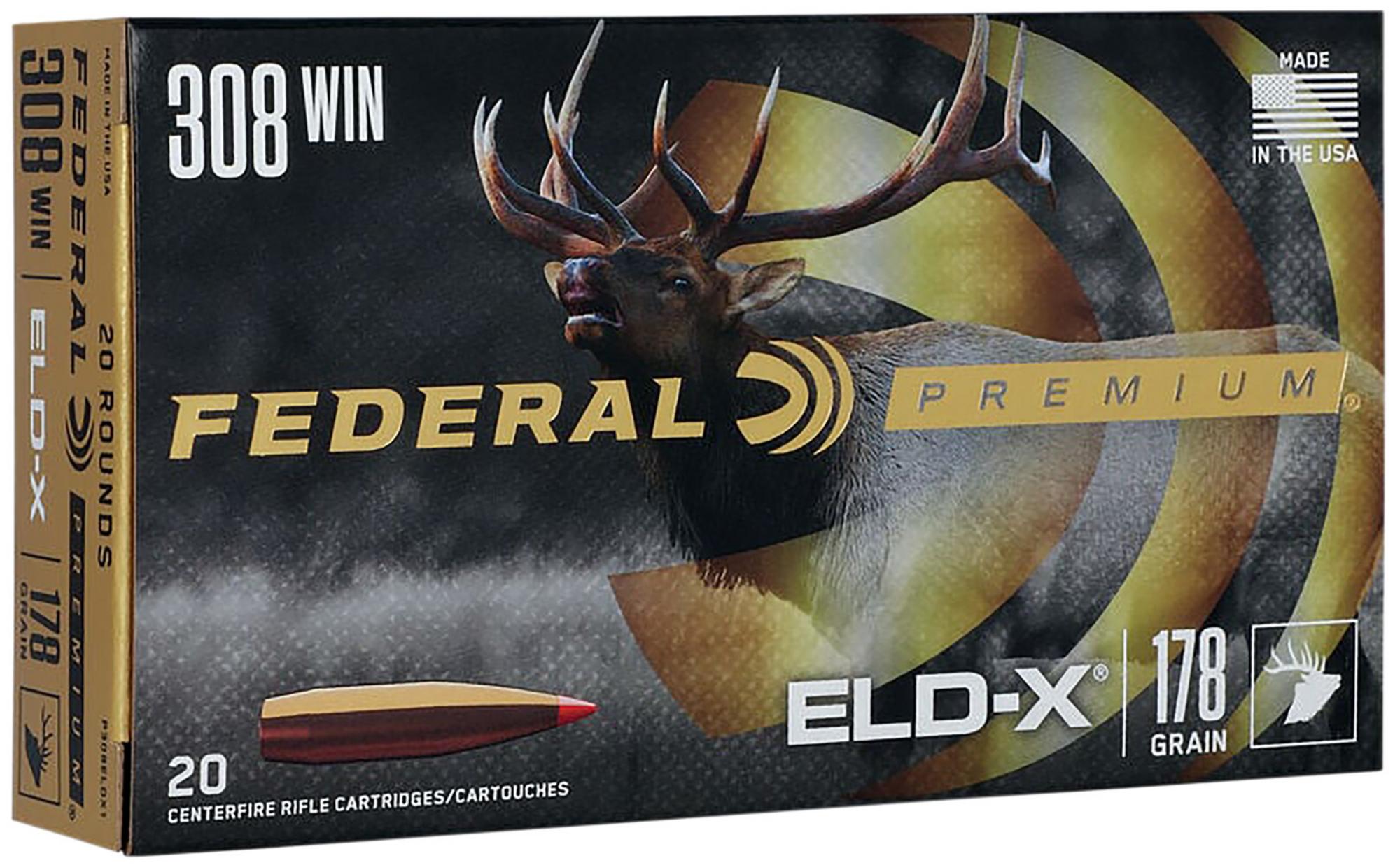 Federal Premium Rifle Ammunition P308ELDX1, 308 Win, Extremely Low Drag-eXpanding, 178 gr, 2610 fps, 20 Rd/Bx
