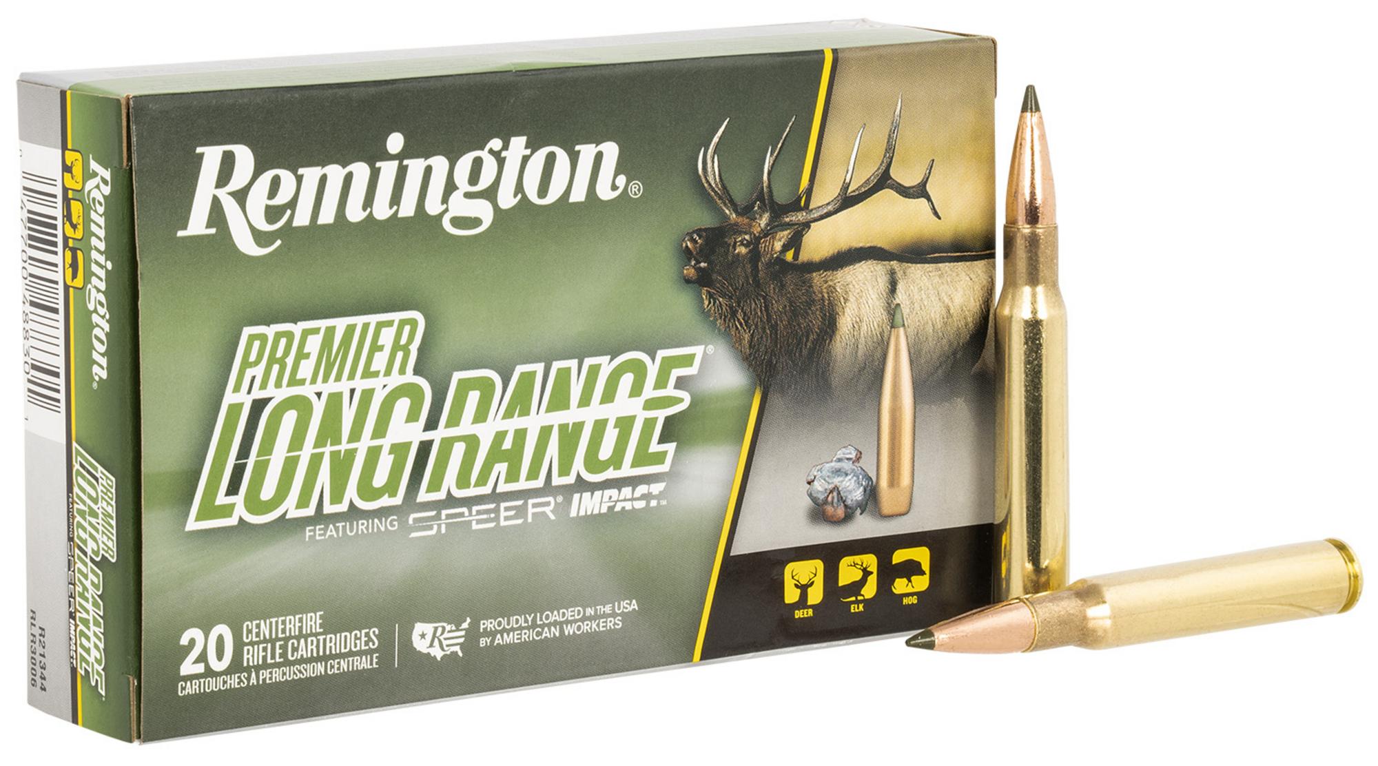 Remington Premier Long Range Rifle Ammunition R21344, 30-06 Springfield, Speer Impact, 175 gr, 2825 fps, 20 Rd/Bx