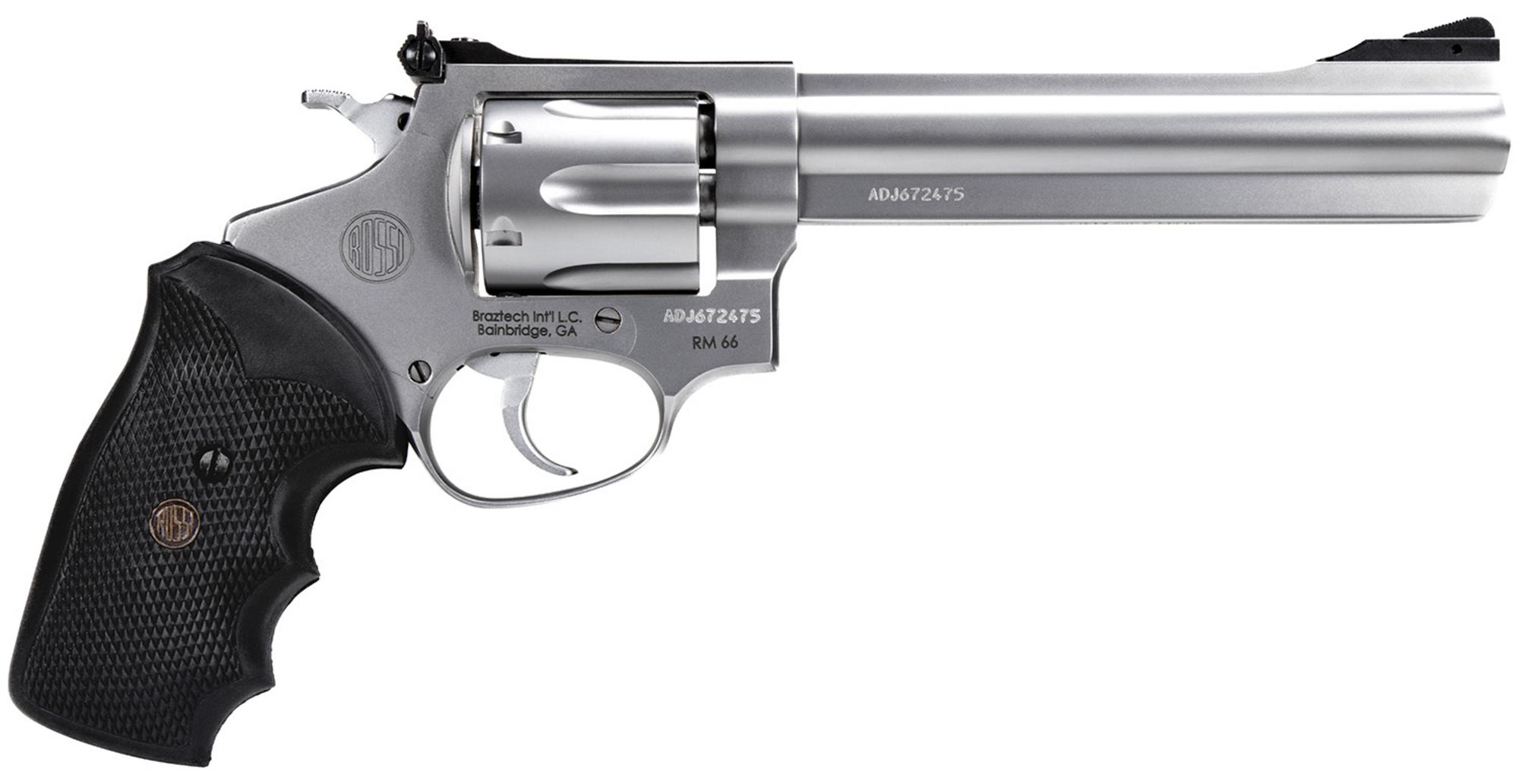 Rossi RM66 Revolver 2RM69, 357 Mag, 6", Black Rubber Grips, Stainless Steel Finish, 6 Rds