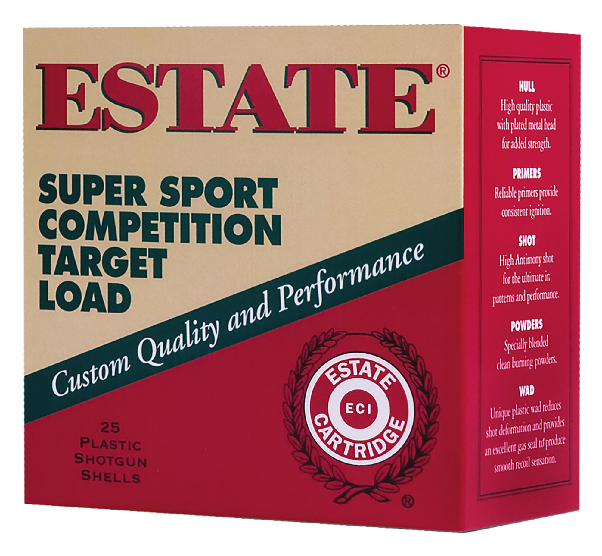 Estate Cartridge Super Sport Target Shotshells SS12XH10075WM, 12 Gauge, 2-3/4", 1 oz, 1290 fps, #7.5 Lead Shot, 200 Rds/Bx