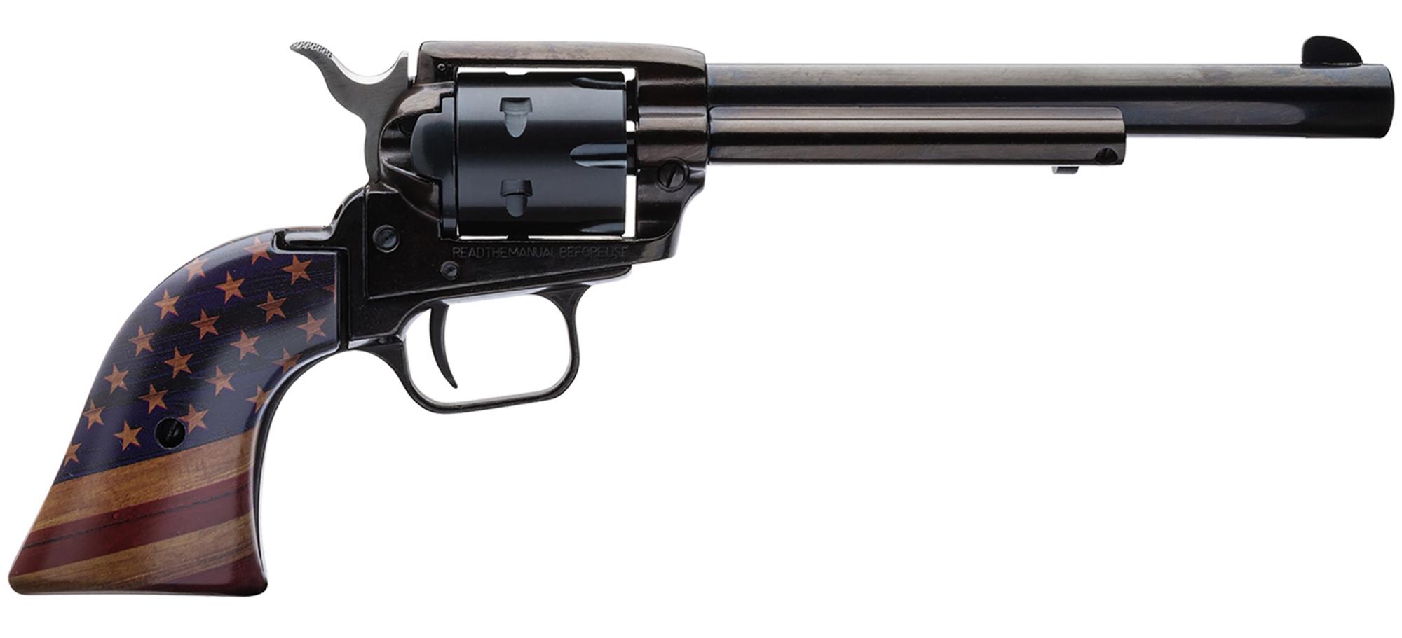 Heritage Rough Rider Revolver RR22B6GOLDUSA, 22 LR, 6.50", Gold USA Flag Grips, Black Oxide Finish, 6 Rds