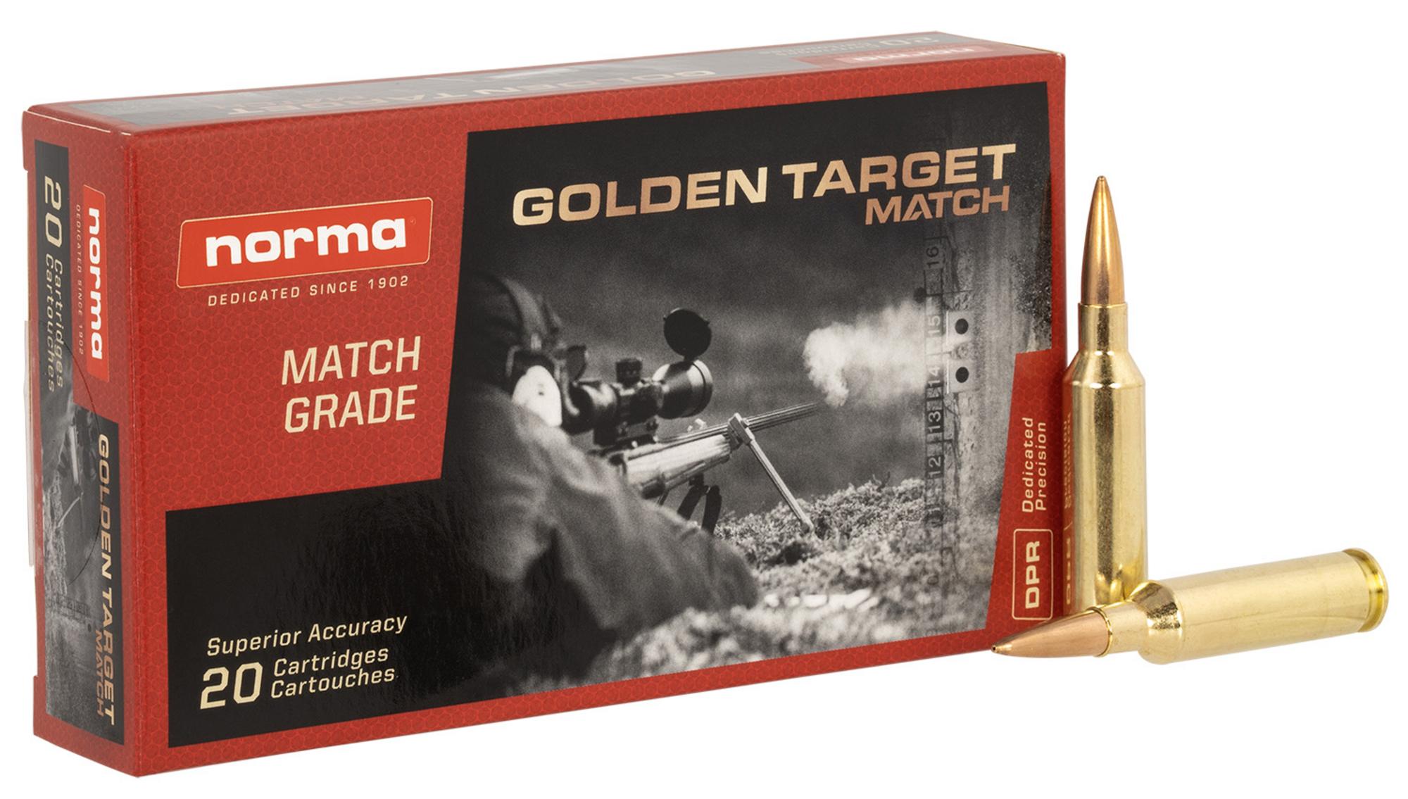 Norma Golden Target Match Rifle Ammunition 20160392, 6mm Creedmoor, Hollow Point Boat Tail, 107 gr, 2138 fps, 20 Rd/Bx