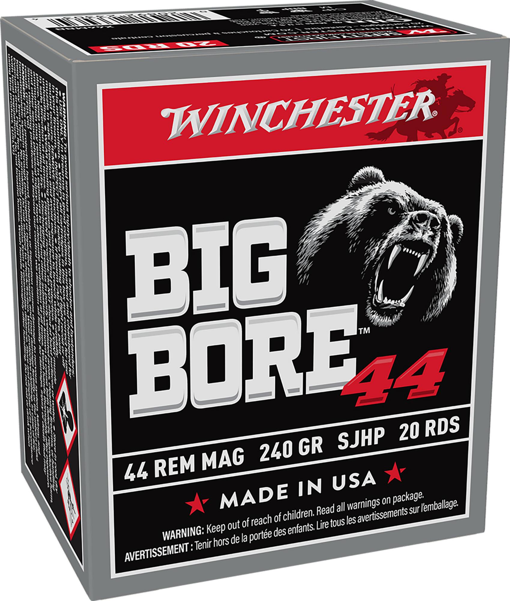 Winchester Big Bore Rifle Ammunition X44MBB, 44 Rem Mag, Semi JHP, 240 gr, 1485 fps, 20 Rd/Bx
