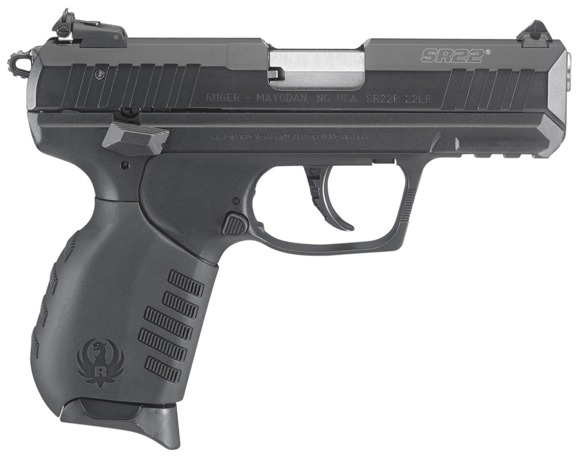 Ruger SR22 3657, 22 LR, 3.5", Interchangeable Rubber Grips, Black Finish, 10 Rds *CA Compliant*