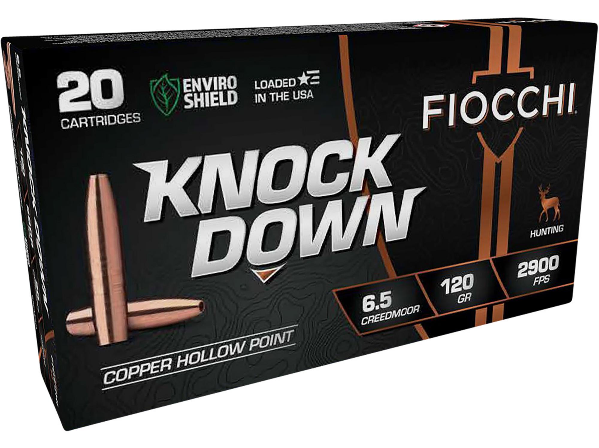 Fiocchi Knock Down Rifle Ammunition 65CMCHA, 6.5 Creedmoor, Hollow Point, 120 gr, 2900 fps, 20 Rd/Bx