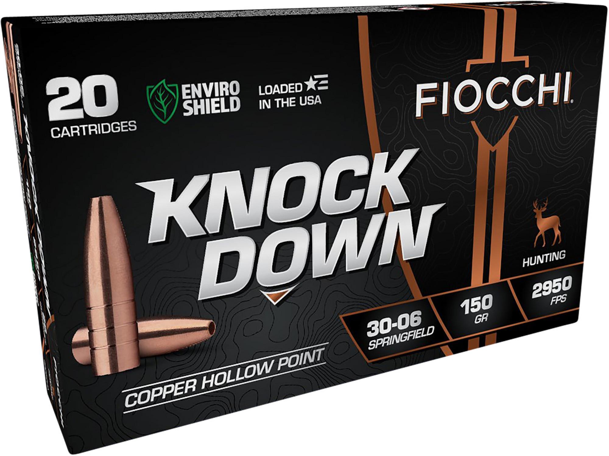 Fiocchi Knock Down Rifle Ammunition 3006CHA, 30-06 Springfield, Hollow Point, 150 gr, 2950 fps, 20 Rd/Bx