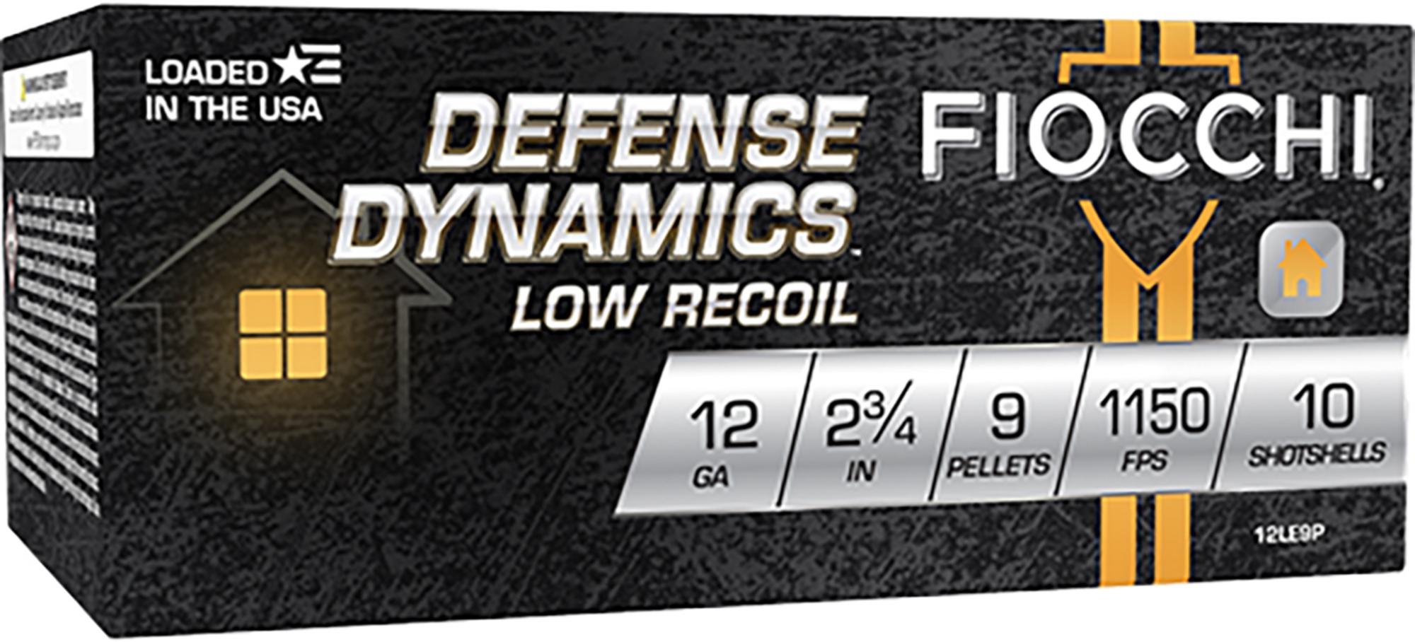 Fiocchi Defense Dynamics Low Recoil Shotshells 12LE9P, 12 Gauge, 2-3/4", 1150 fps, #1 Buckshot, 10 Rds/box