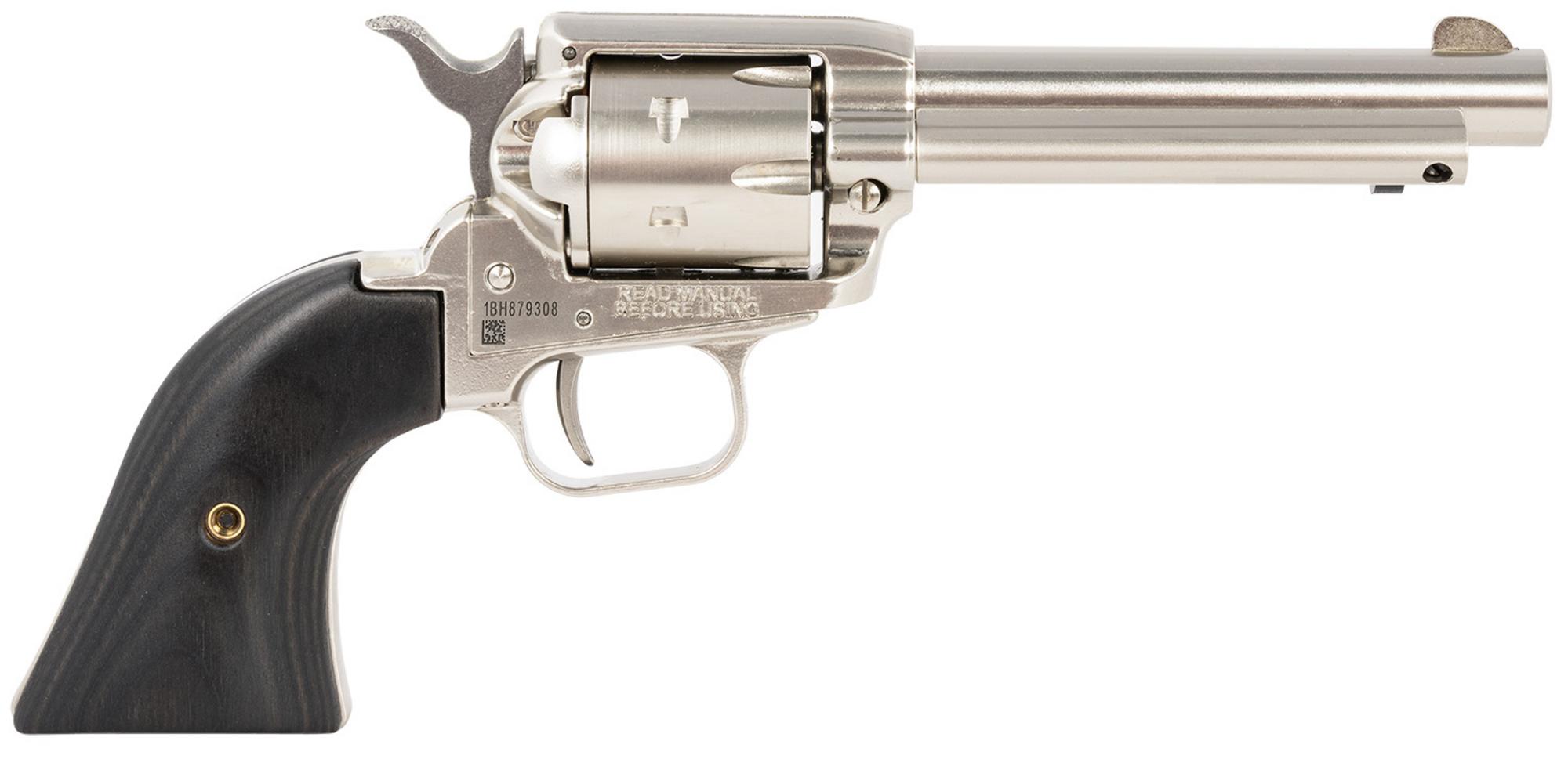 Heritage Rough Rider Revolver RR22NI4BW, 22 LR, 4.75", Black Laminate Grips, Black Nitride Finish, 6 Rds