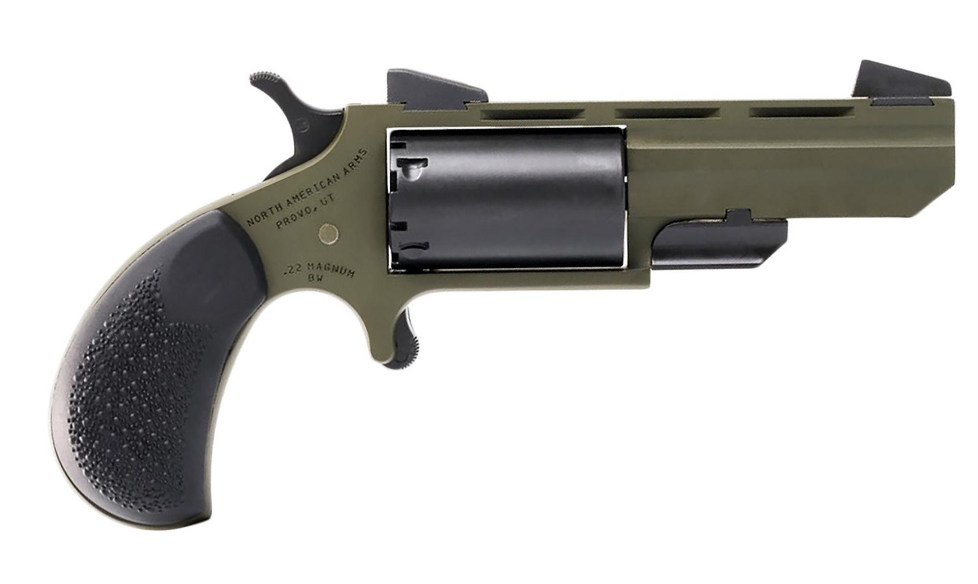 North American Arms Huntsman Revolver TGHM, 22 Mag, 2", Camo Grips, OD Green Finish, 5 Rds