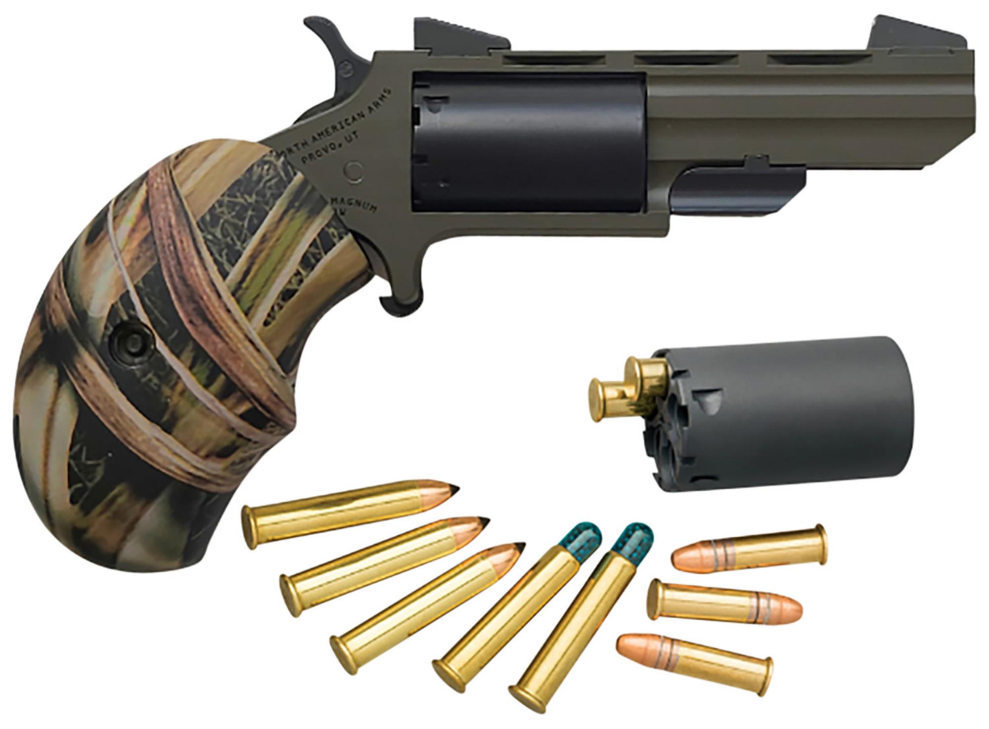 North American Arms Huntsman Revolver TGHC, 22 LR, 2", Camo Grips, OD Green Finish, 5rd