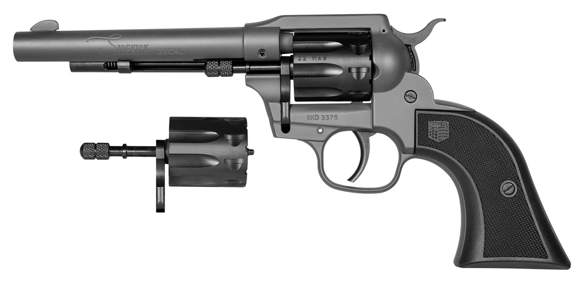 Diamondback Sidekick Revolver DB053CA051, 22 LR, 5.50", Black Checkered GFN Grips, Gray Cerakote Finish, 9 Rds